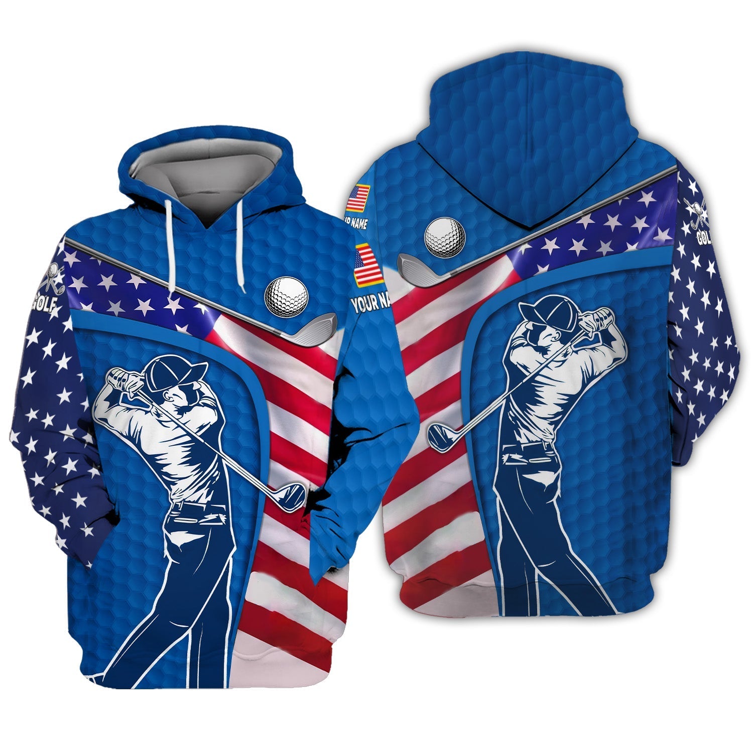 Blue Custom Men's Golf Polo ShirtGolfing Apparel, Mens Golf Gift