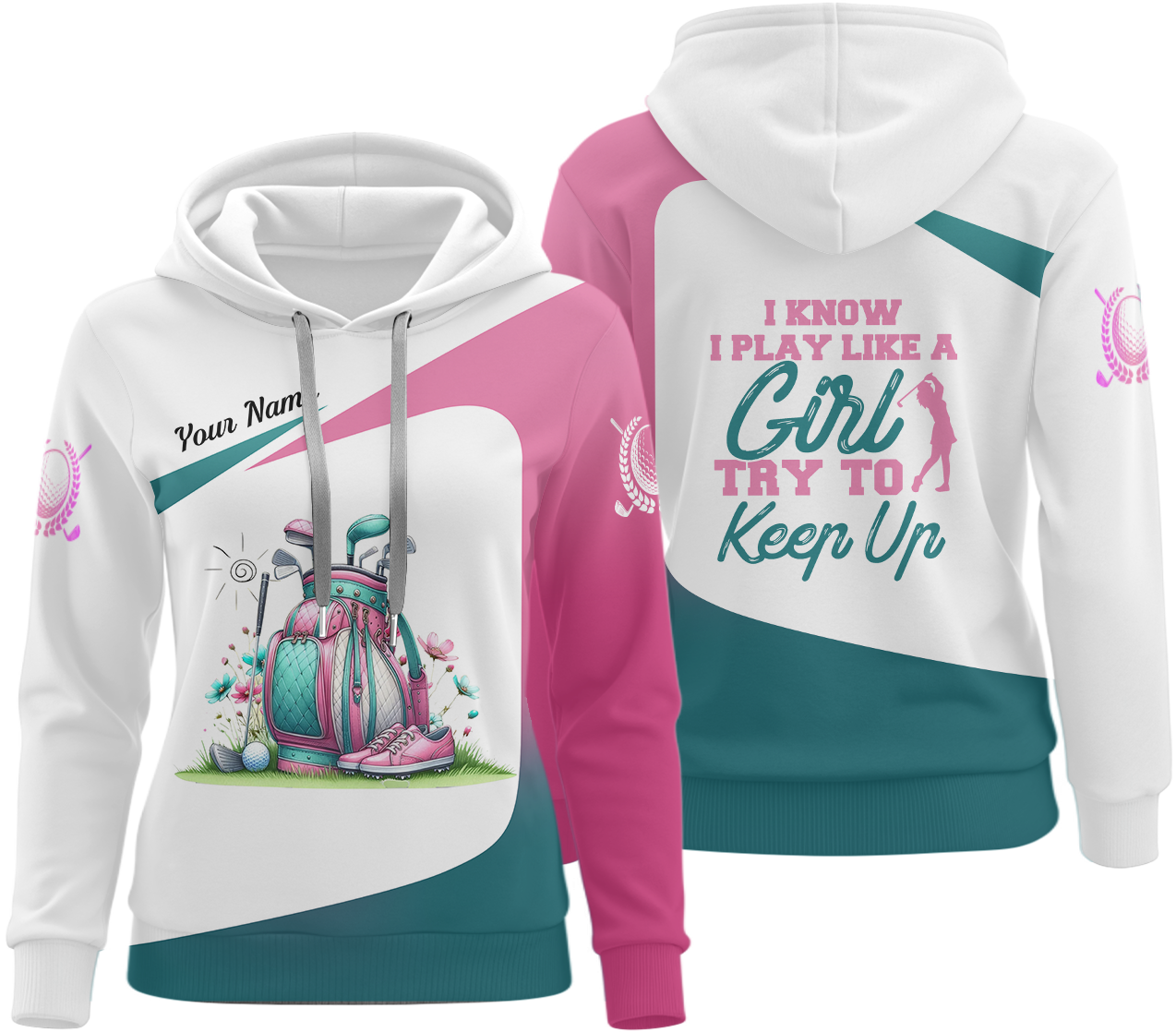 I Know I Play Like A Girl Try To Keep Up Custom Womens Golf Polo ShirtGolfing Apparel, Womens Golf Gifts