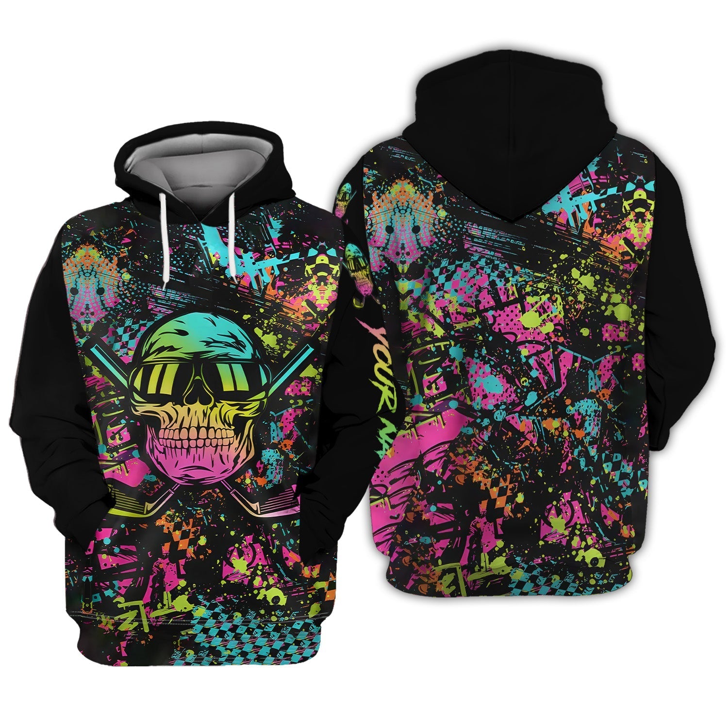 Skull Graffiti Custom Men's Golf Polo Shirtolfing Apparel, Mens Golf Gift