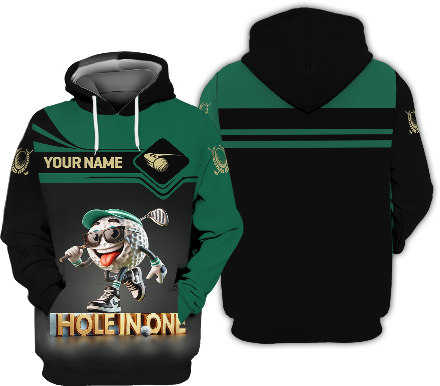 Hole In One Funny Golf Ball, Custom Men's Golf Polo ShirtGolfing Apparel, Funny Golf Shirt, Gift For Golfers