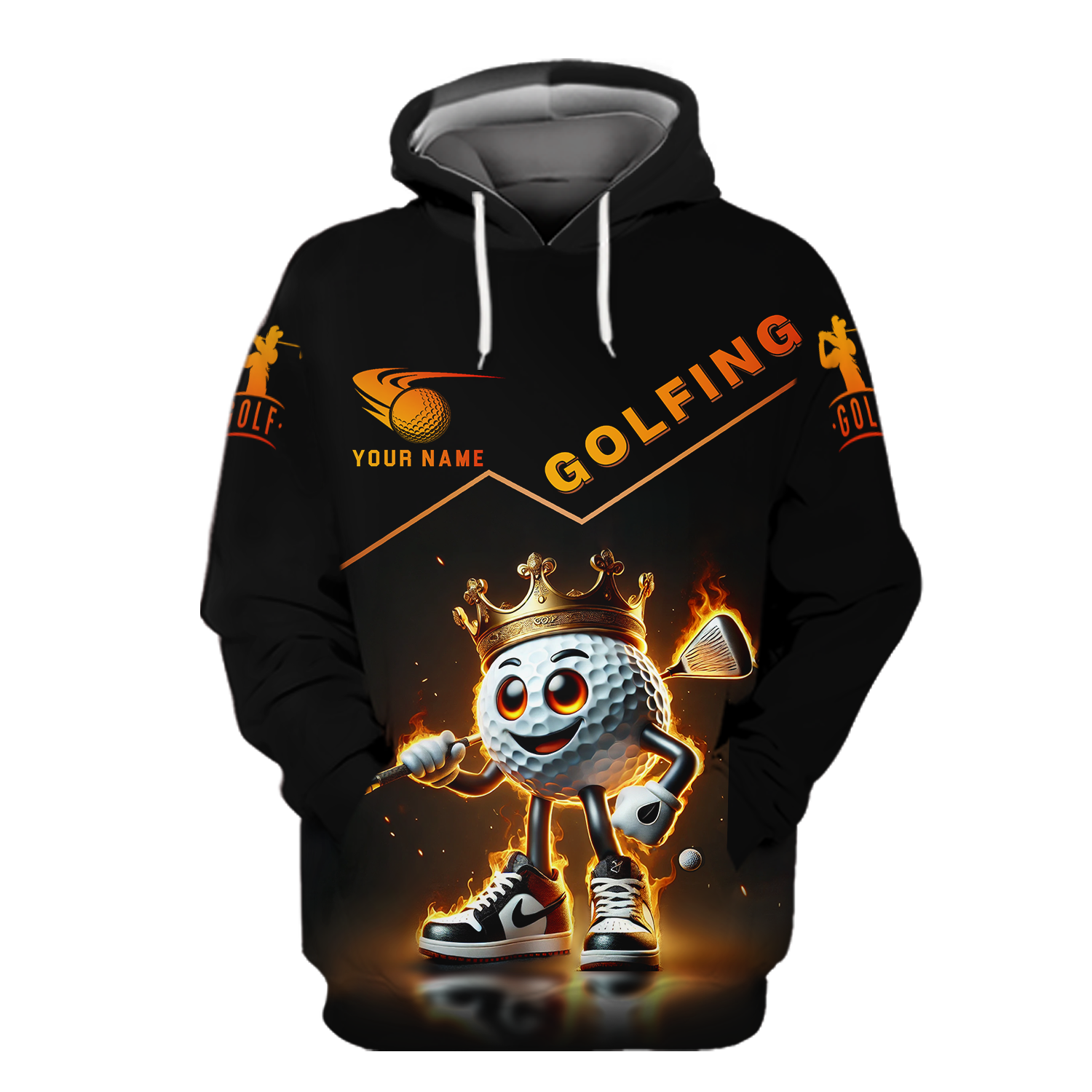 Custom Golf King Fire, Men's Golf Polo Shirt Name, Golfing Apparel, Gift For Golfers