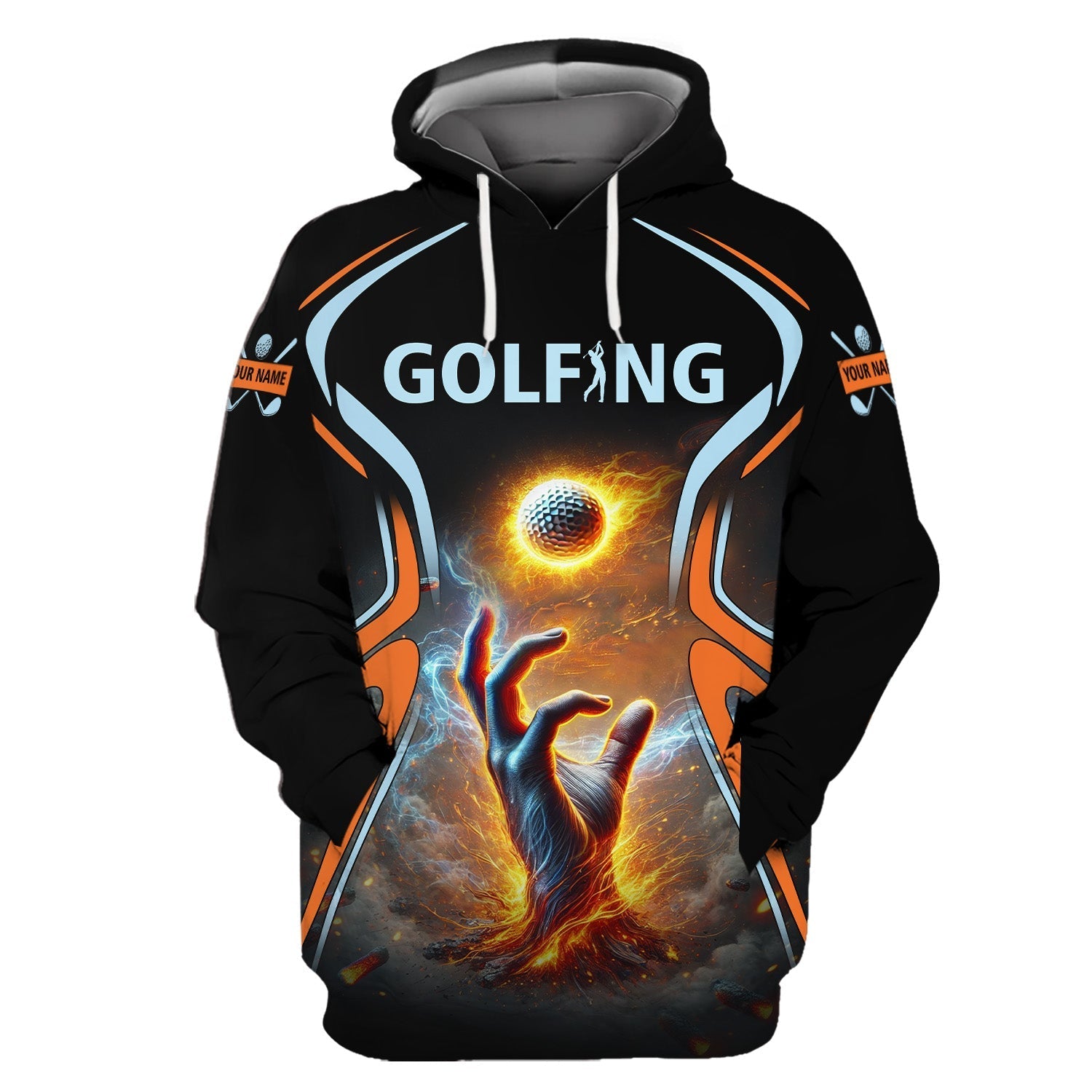 Golf Ball Fire Custom Golfing Men's Golf Polo ShirtGolfing Apparel, Mens Golf Gift
