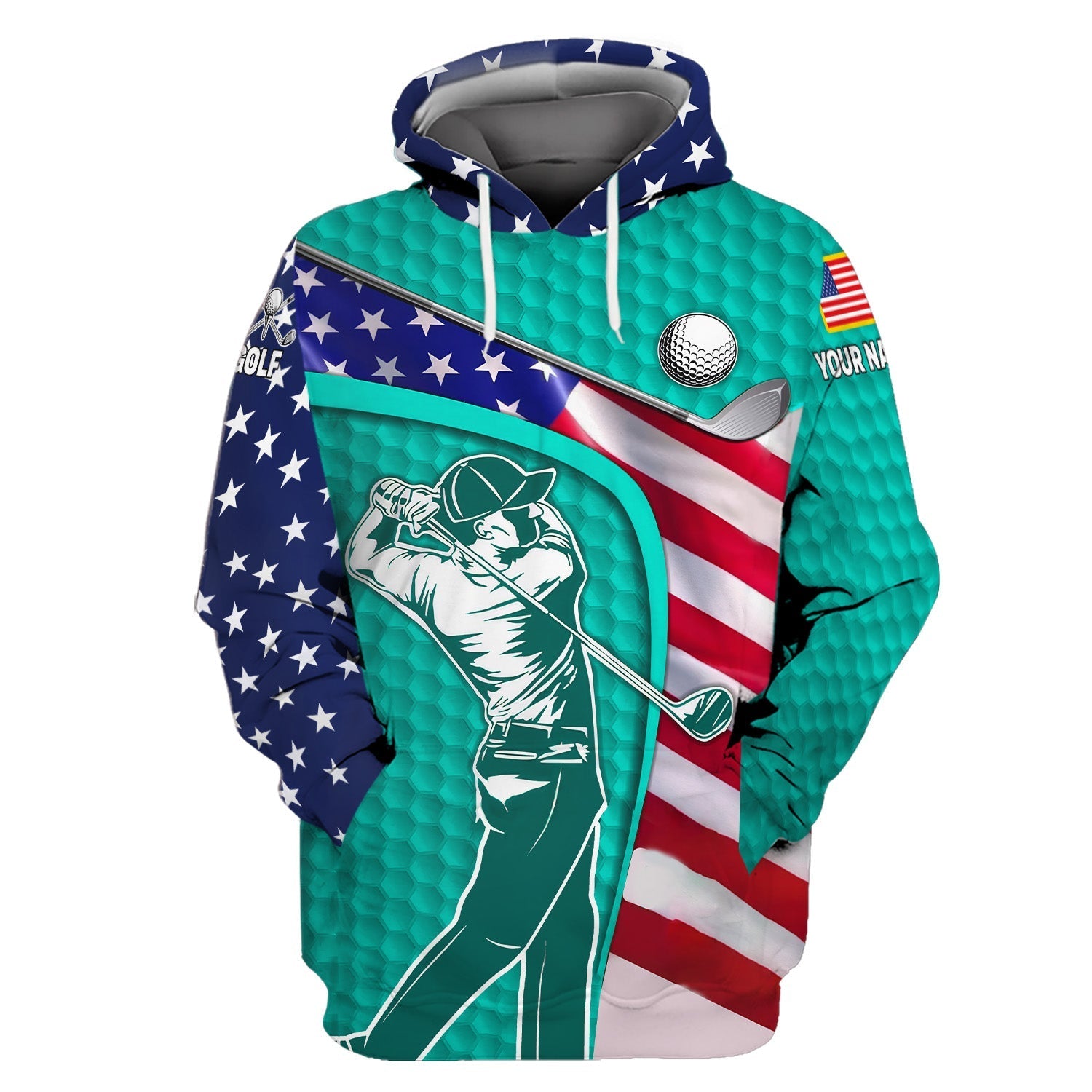 Cyan Custom Men's Golf Polo ShirtGolfing Apparel, Mens Golf Gift