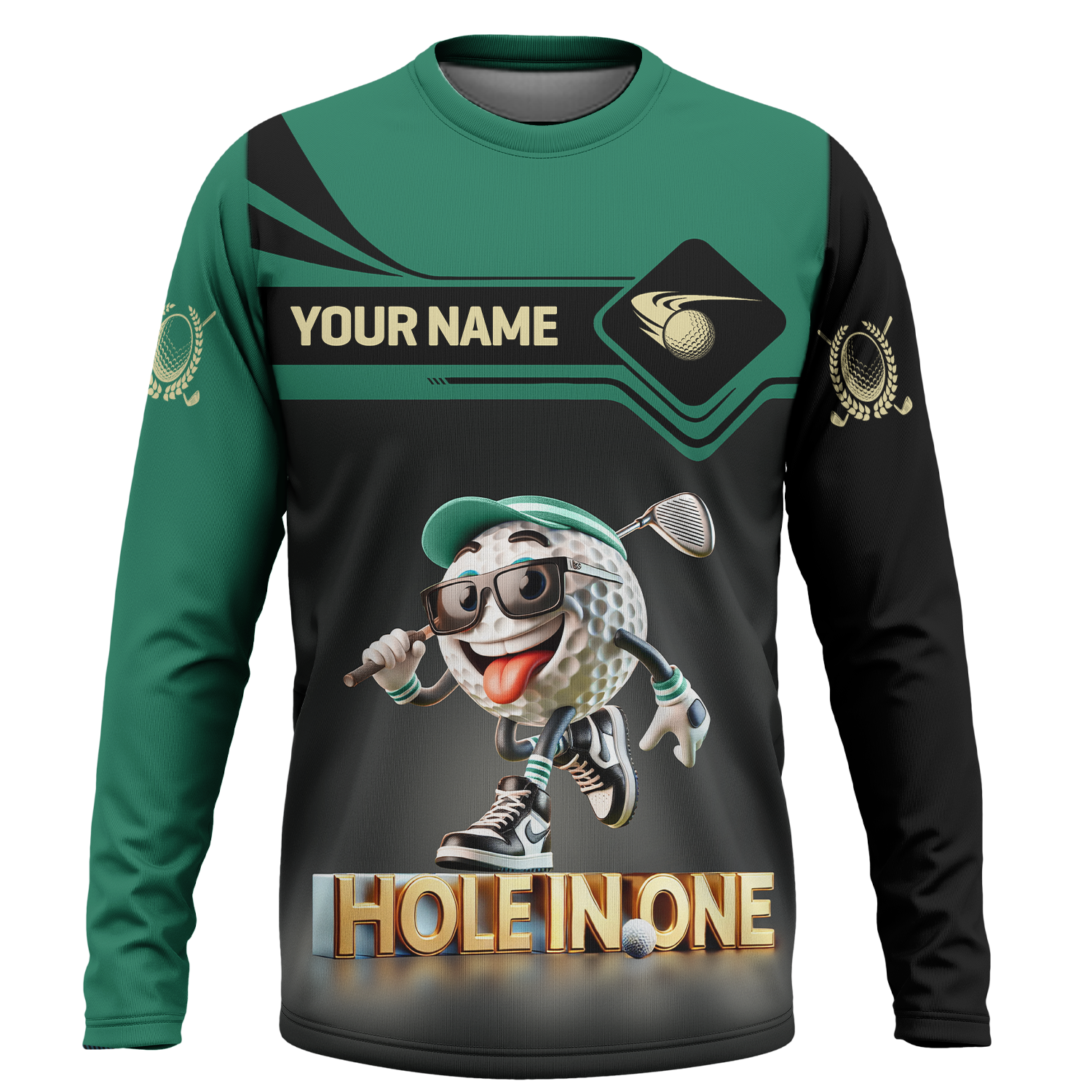 Hole In One Funny Golf Ball, Custom Men's Golf Polo ShirtGolfing Apparel, Funny Golf Shirt, Gift For Golfers