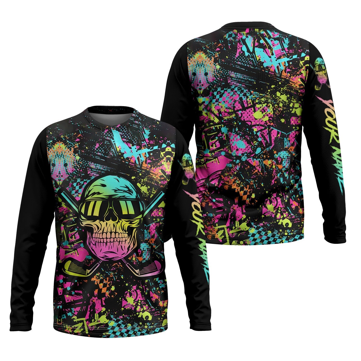 Skull Graffiti Custom Men's Golf Polo Shirtolfing Apparel, Mens Golf Gift