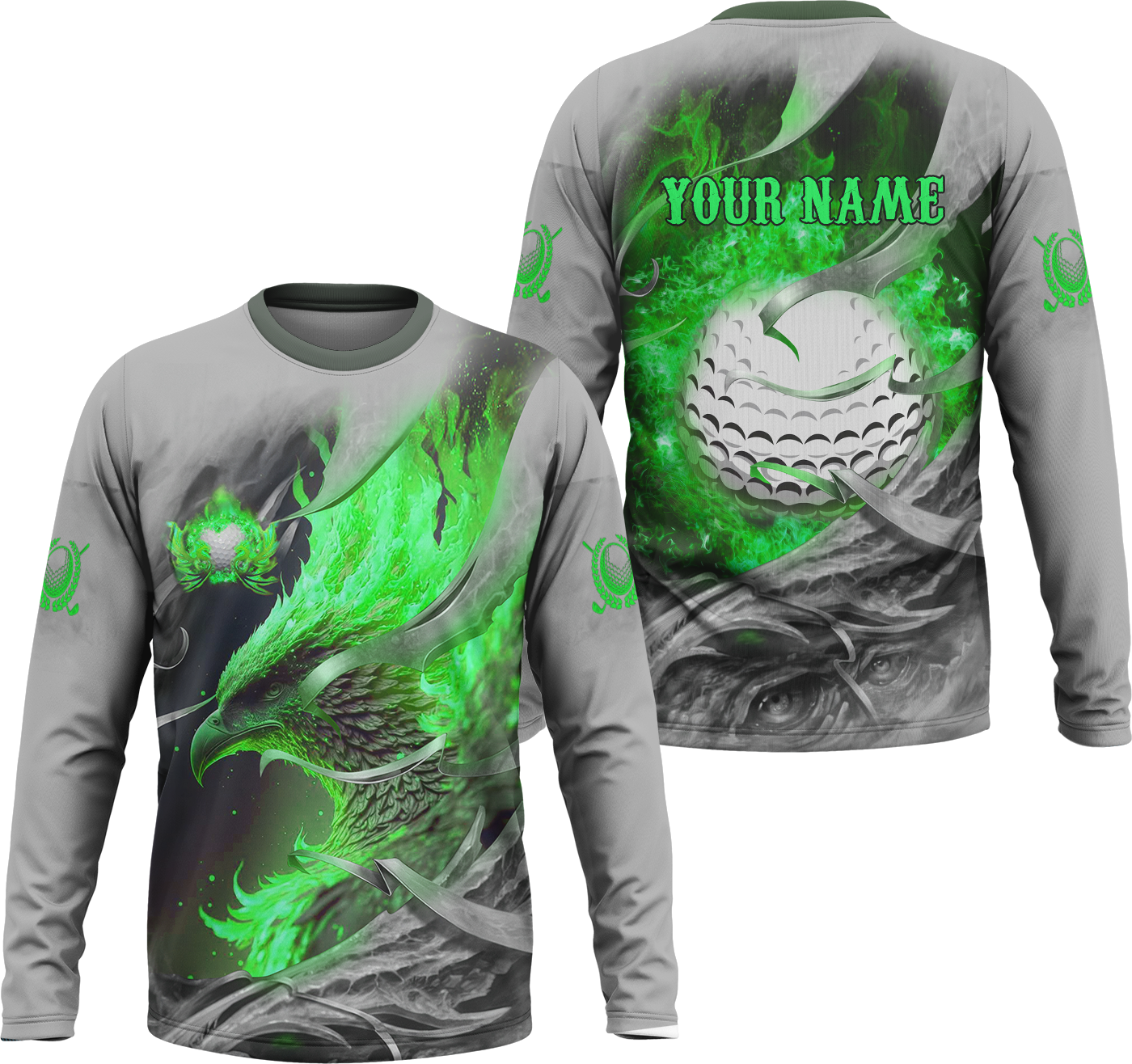 Green Phoenix Custom Golf Polo ShirtGolf Apparel, Golf Gift For Men
