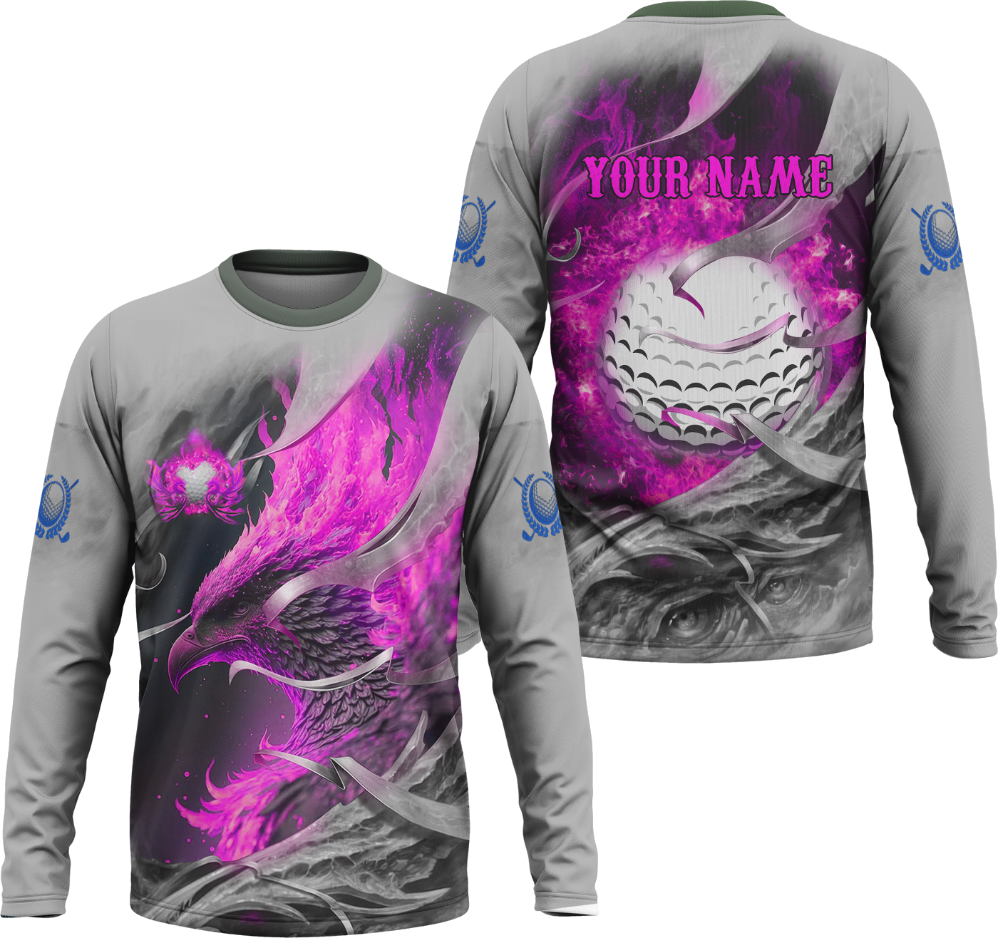 Pink Phoenix Custom Golf Polo ShirtGolf Apparel, Golf Gift For Men
