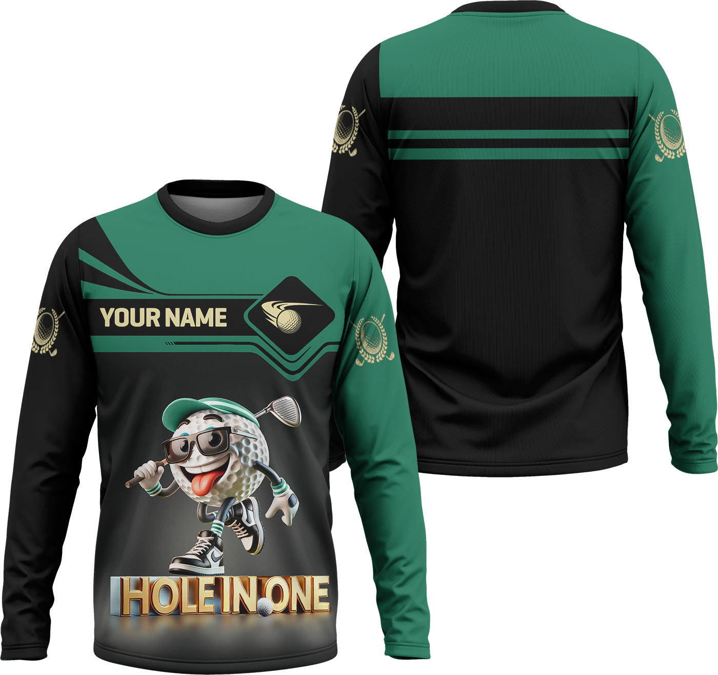 Hole In One Funny Golf Ball, Custom Men's Golf Polo ShirtGolfing Apparel, Funny Golf Shirt, Gift For Golfers