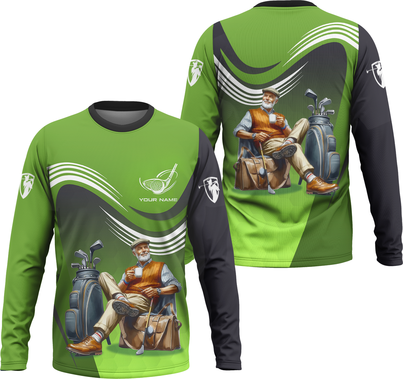 Classic Senior Golfer Custom Men's Golf Polo ShirtGolfing Apparel, Gift For Golfers