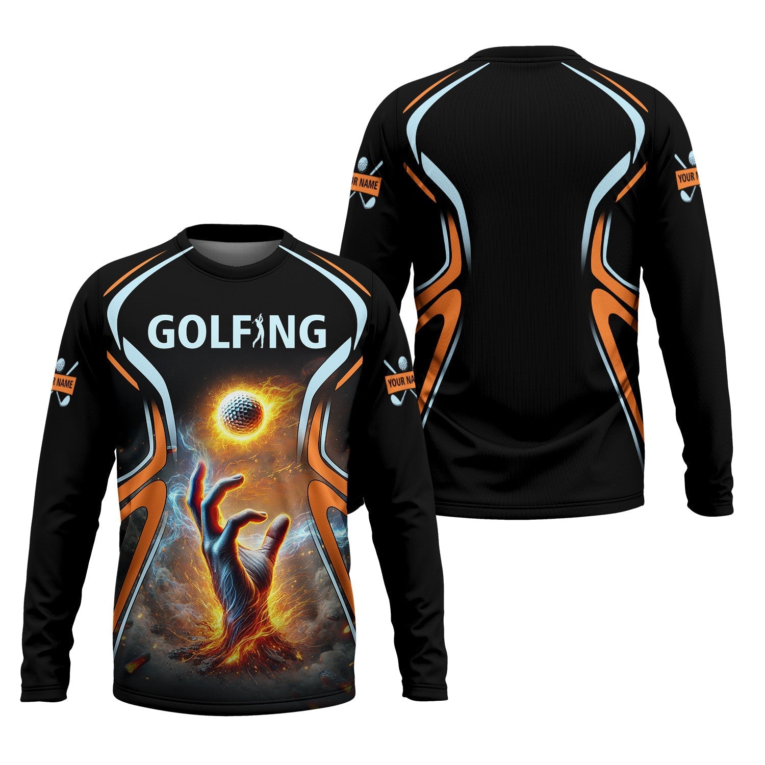 Golf Ball Fire Custom Golfing Men's Golf Polo ShirtGolfing Apparel, Mens Golf Gift