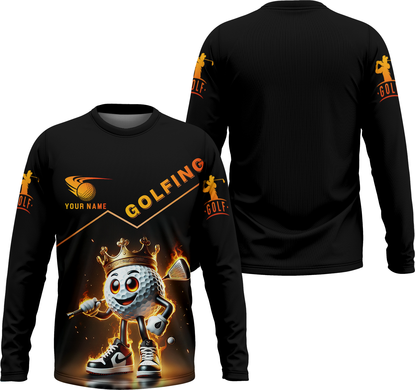 Custom Golf King Fire, Men's Golf Polo Shirt Name, Golfing Apparel, Gift For Golfers