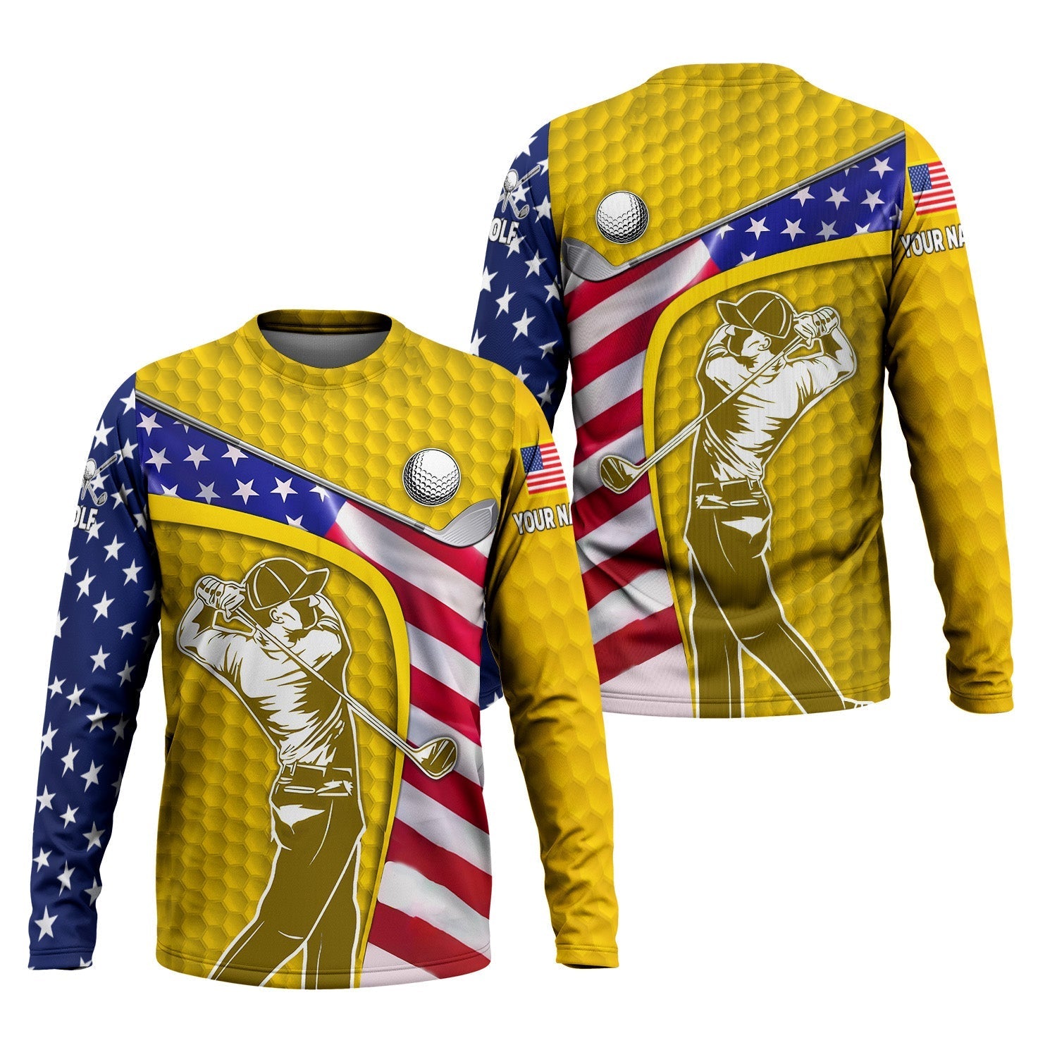 Yellow Custom Men's Golf Polo ShirtGolfing Apparel, Mens Golf Gift