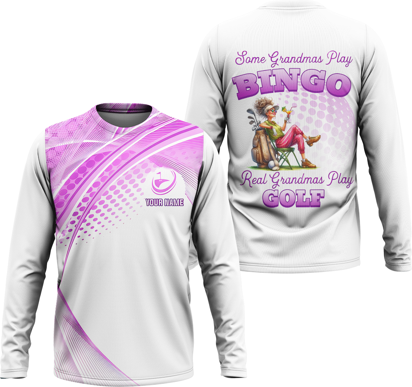 Some Grandmas Play Bingo Real Grandmas Play Golf Custom Men's Golf Polo ShirtGolfing Apparel, Gift For Golfers
