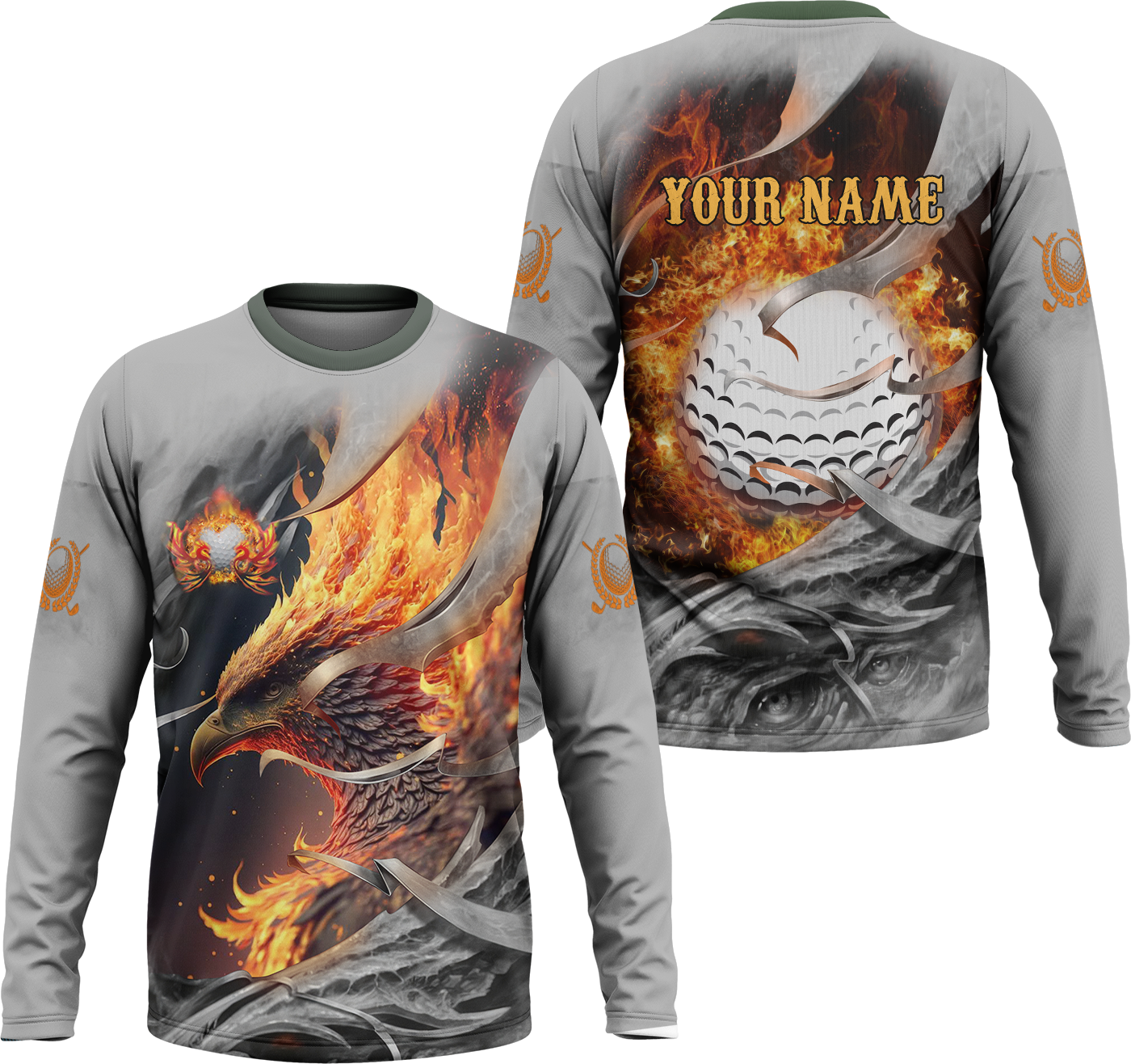 Fire Phoenix Custom Golf Polo ShirtGolf Apparel, Golf Gift For Men