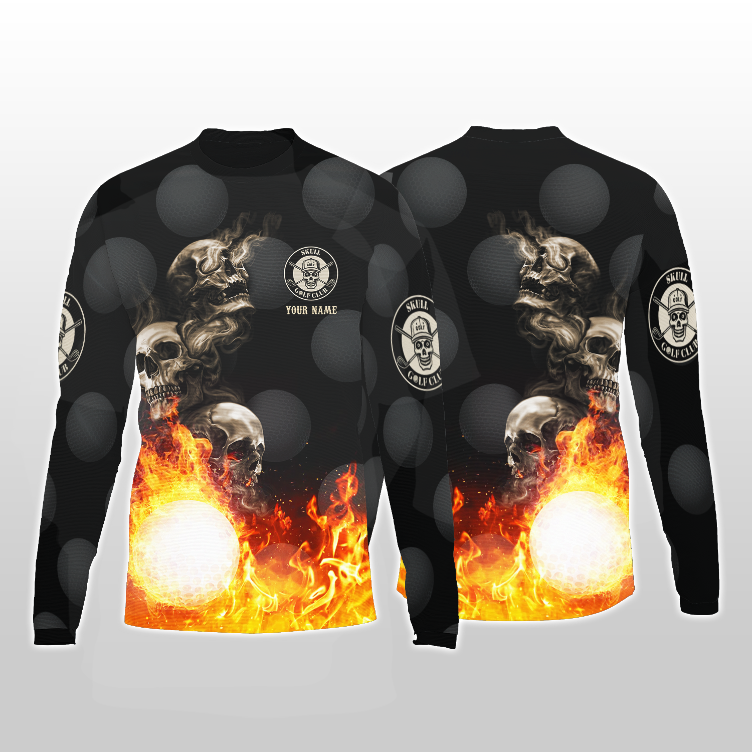 Skull And Fire Custom Golf Polo ShirtGift For Golfers, Golf Gift For Men