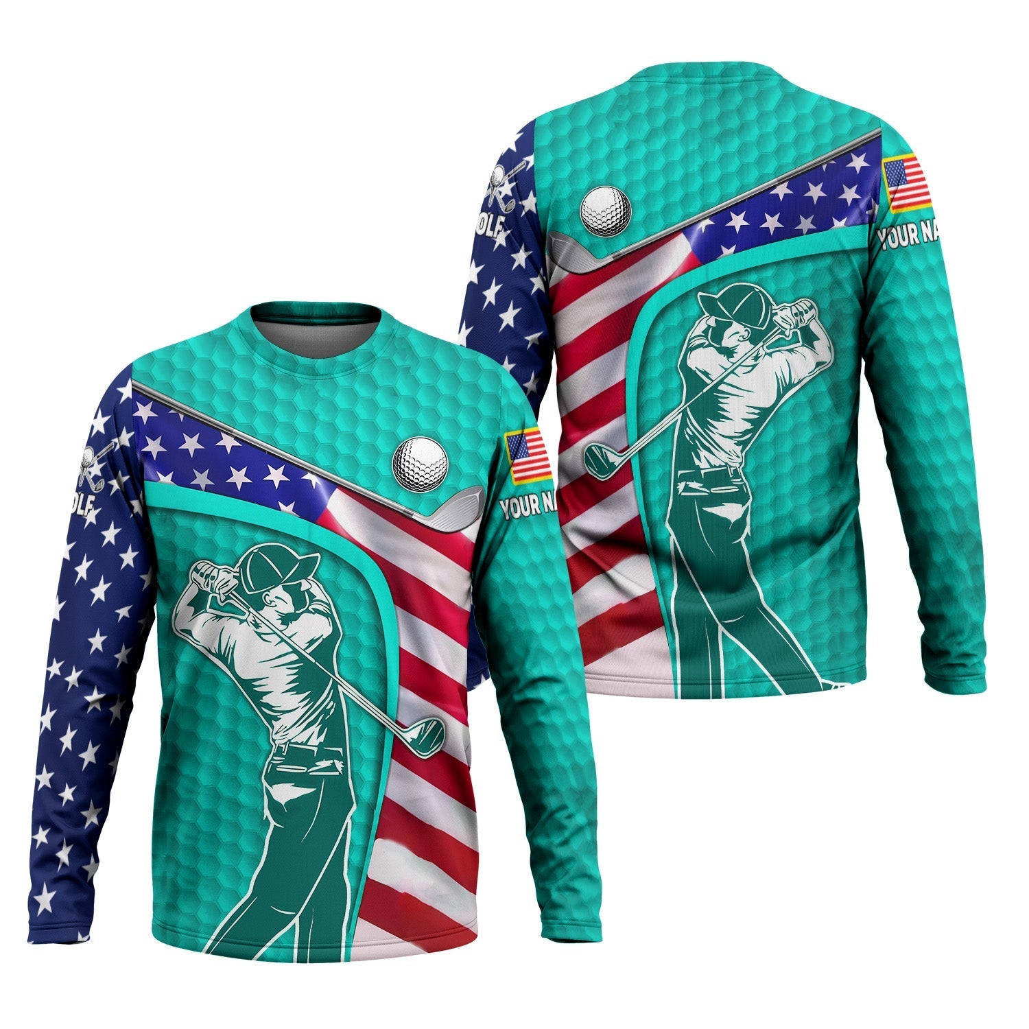 Cyan Custom Men's Golf Polo ShirtGolfing Apparel, Mens Golf Gift