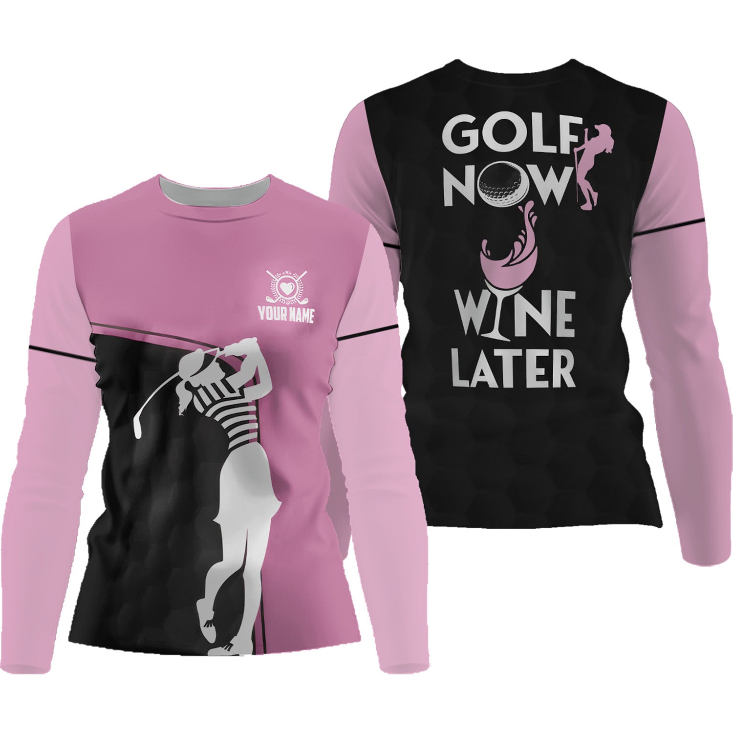 Golf Now Wine Later Custom Womens Golf Polo ShirtGolfing Apparel, Womens Golf Gifts