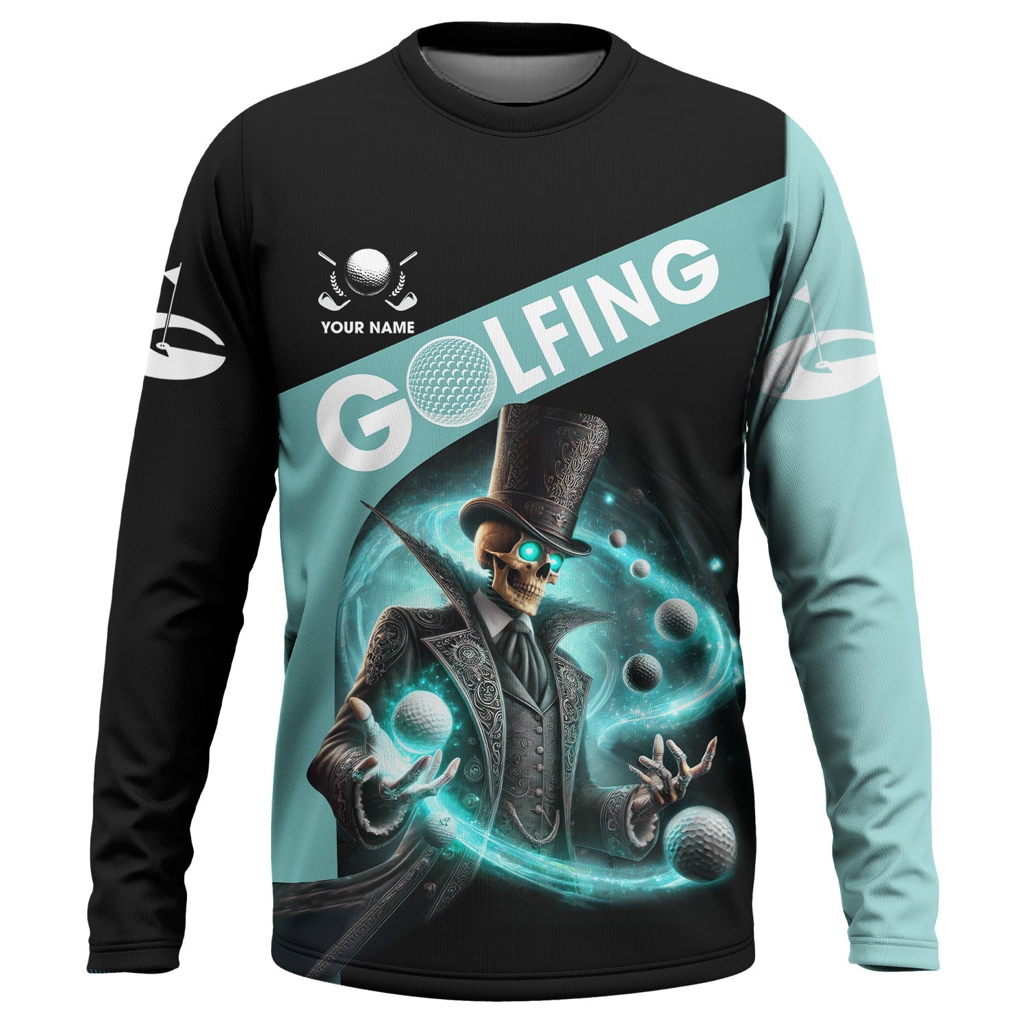 Skeleton Golf Custom Men's Golf Polo ShirtGolfing Apparel, Skull Golf Shirt, Gift For Golfers