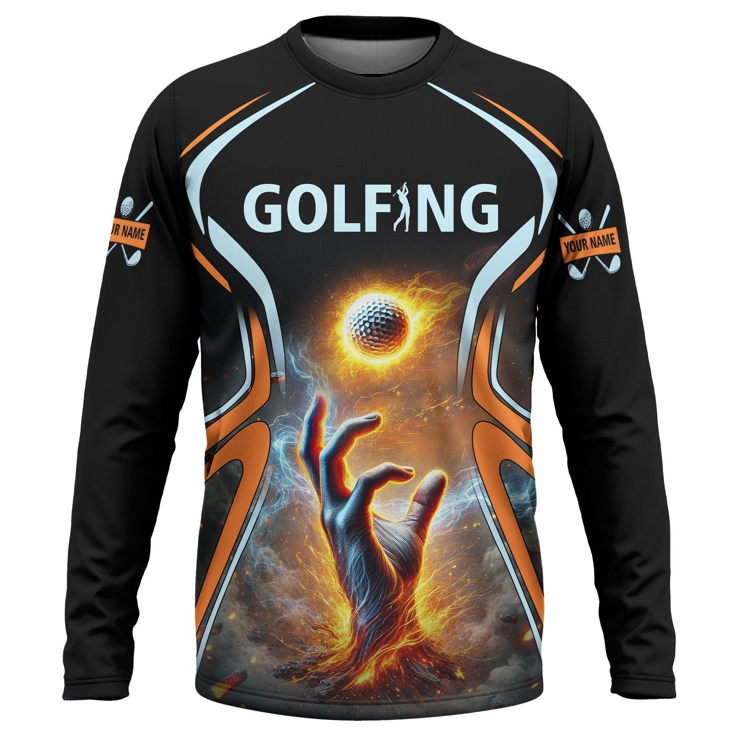 Golf Ball Fire Custom Golfing Men's Golf Polo ShirtGolfing Apparel, Mens Golf Gift