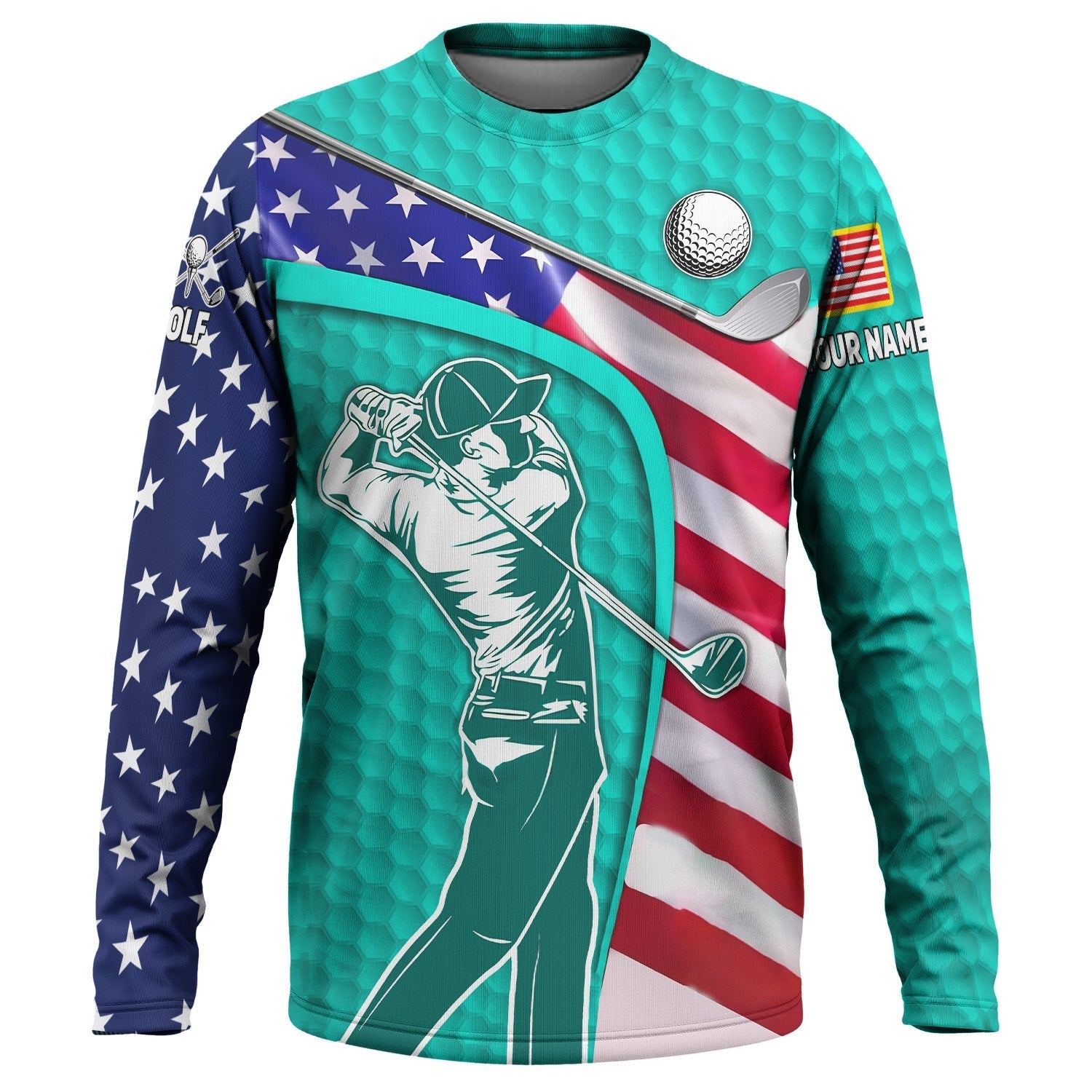 Cyan Custom Men's Golf Polo ShirtGolfing Apparel, Mens Golf Gift