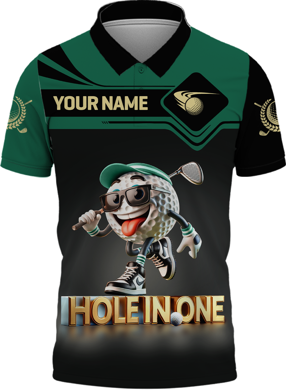 Hole In One Funny Golf Ball, Custom Men's Golf Polo ShirtGolfing Apparel, Funny Golf Shirt, Gift For Golfers