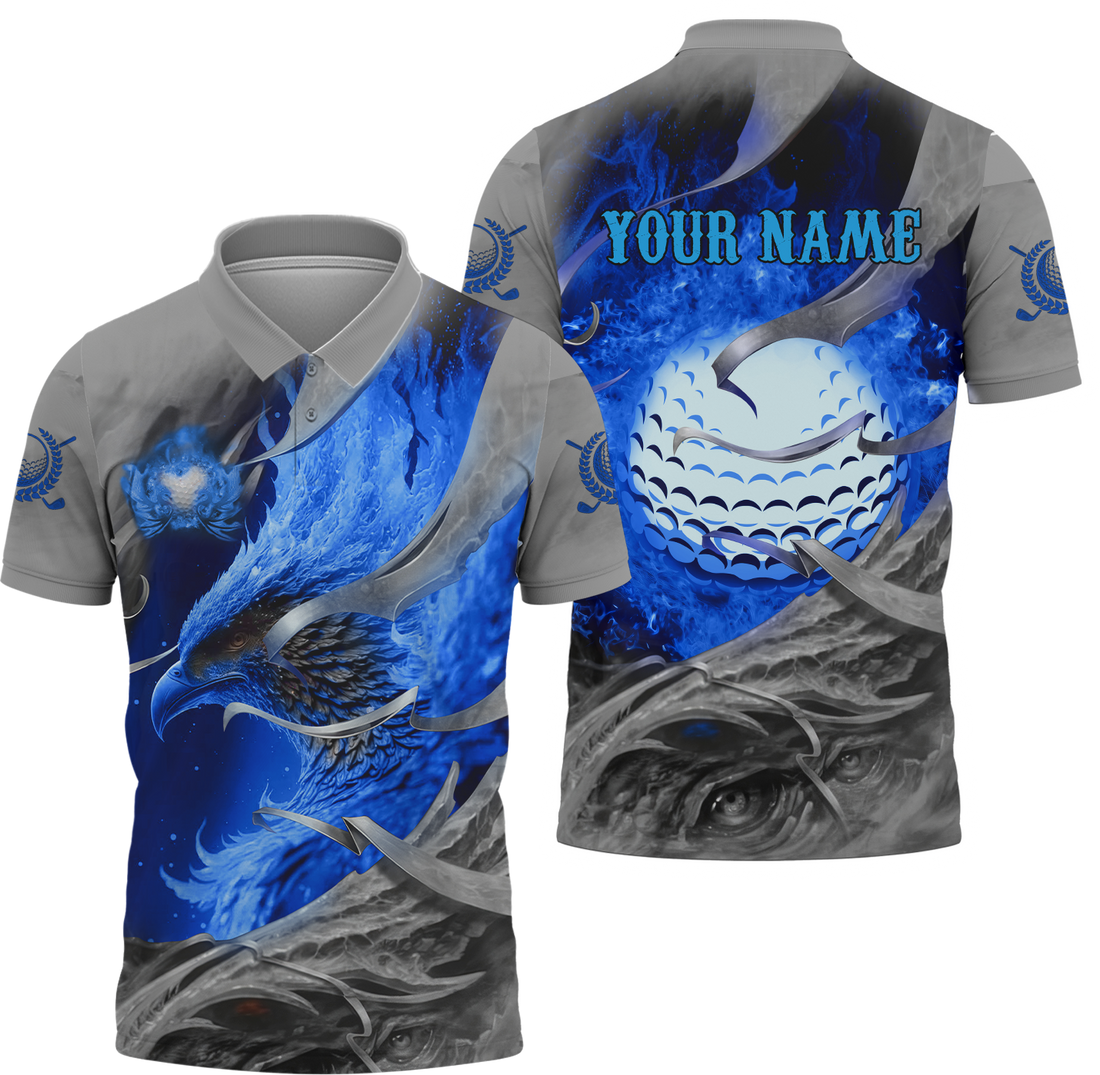 Blue Phoenix Custom Golf Polo ShirtGolf Apparel, Golf Gift For Men