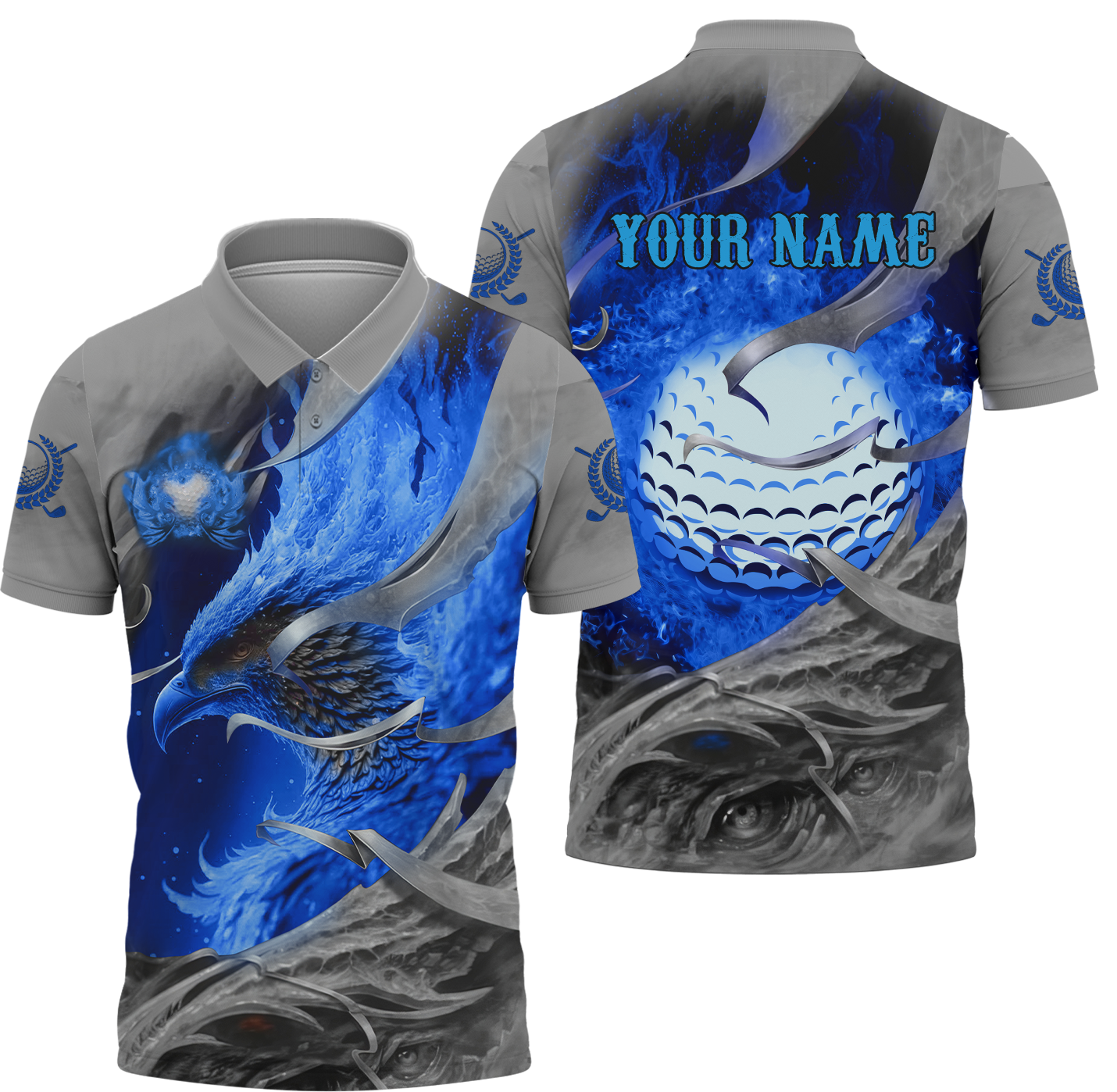 Blue Phoenix Custom Golf Polo ShirtGolf Apparel, Golf Gift For Men