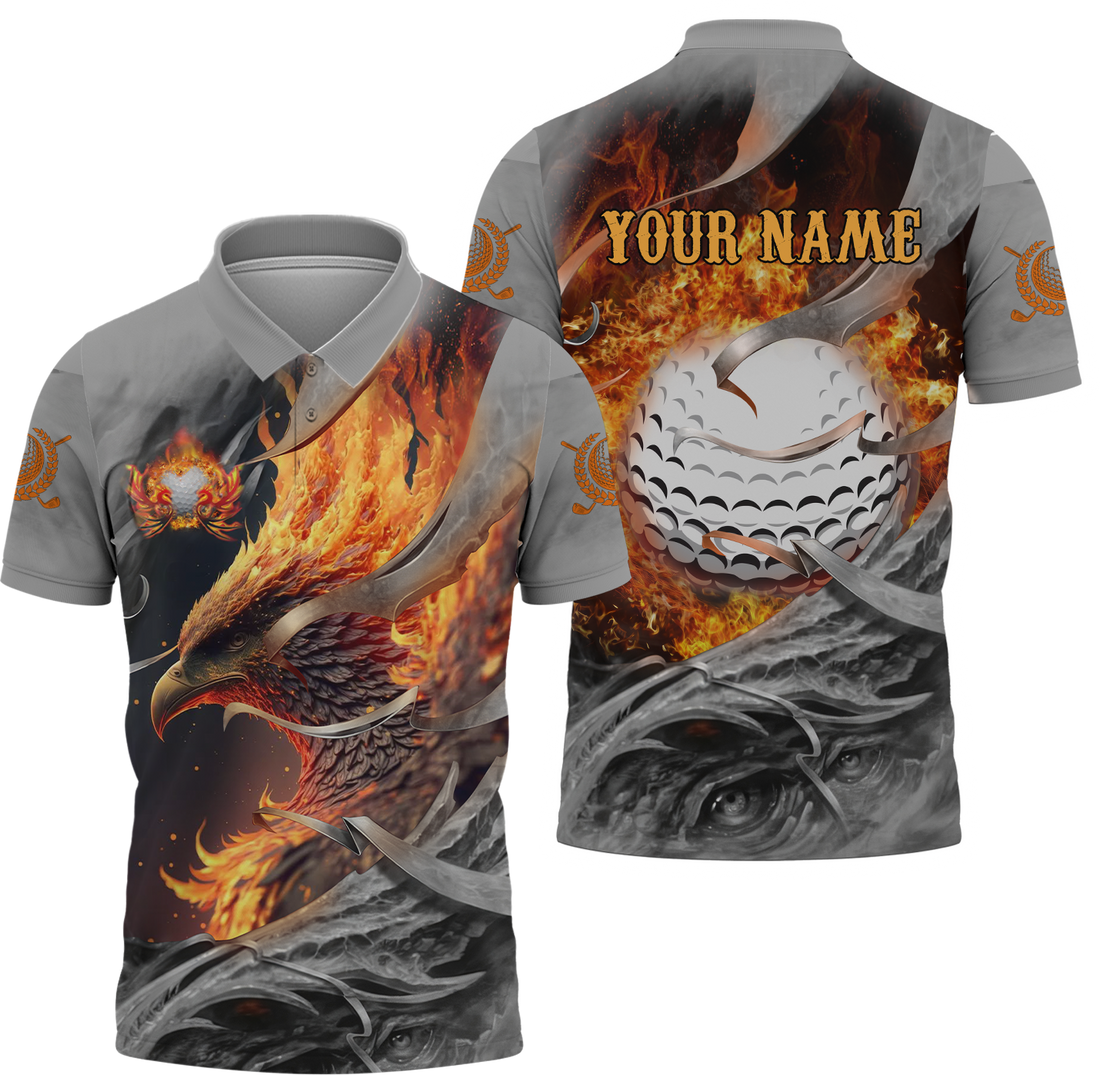 Fire Phoenix Custom Golf Polo ShirtGolf Apparel, Golf Gift For Men