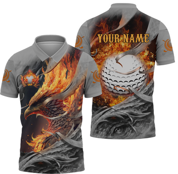 Fire Phoenix Custom Golf Polo ShirtGolf Apparel, Golf Gift For Men