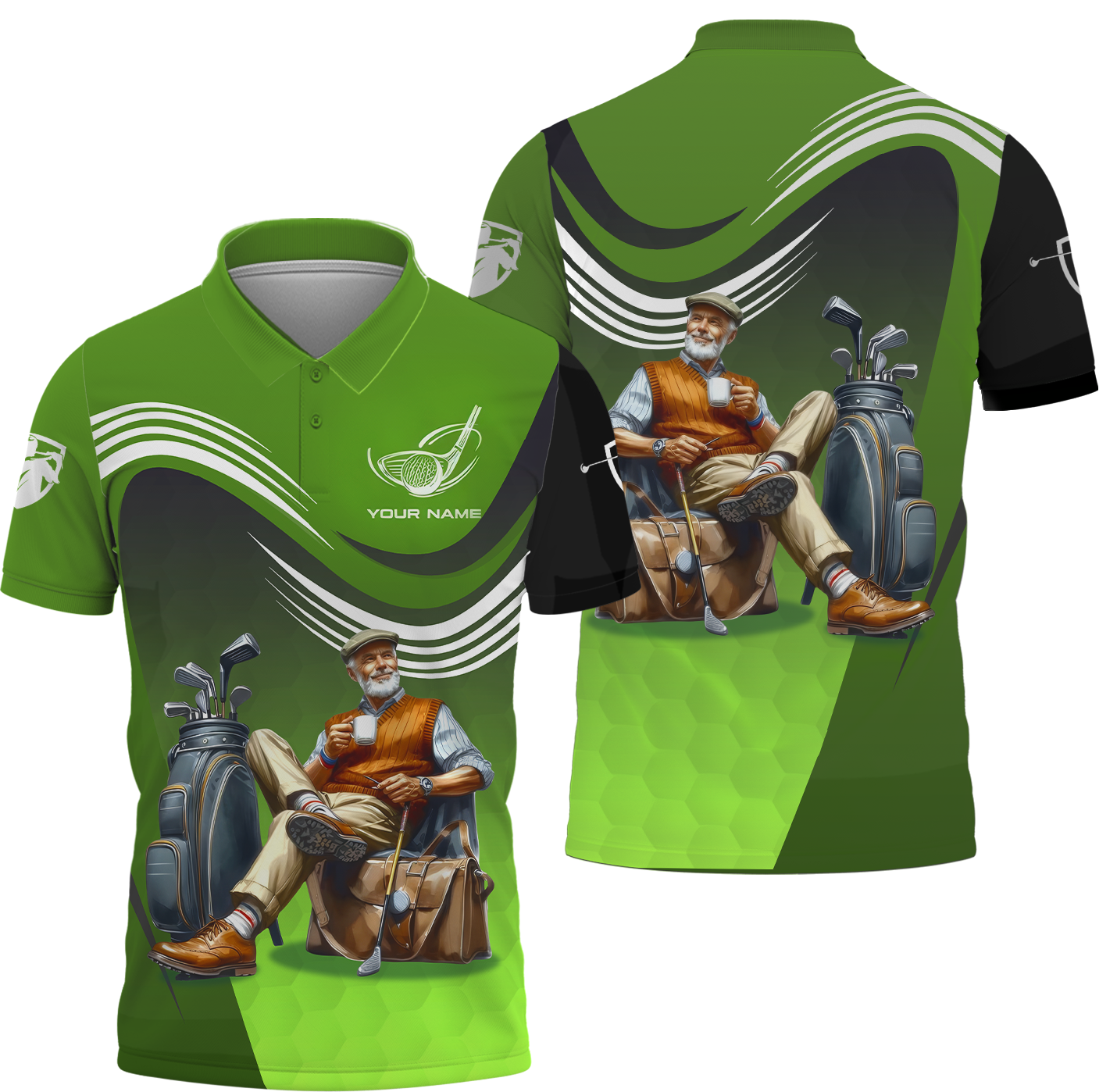Classic Senior Golfer Custom Men's Golf Polo ShirtGolfing Apparel, Gift For Golfers
