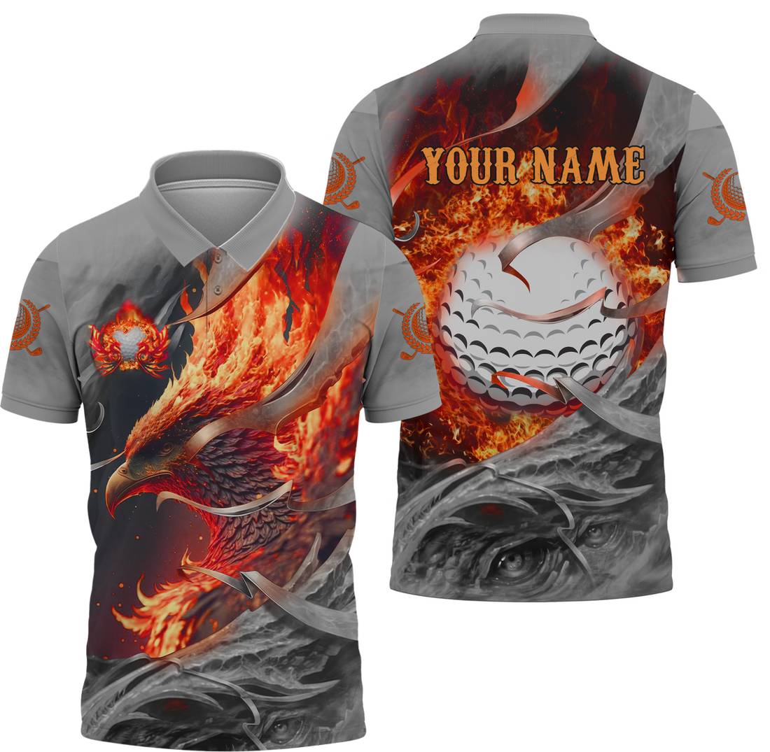 Red Phoenix Custom Golf Polo ShirtGolf Apparel, Golf Gift For Men