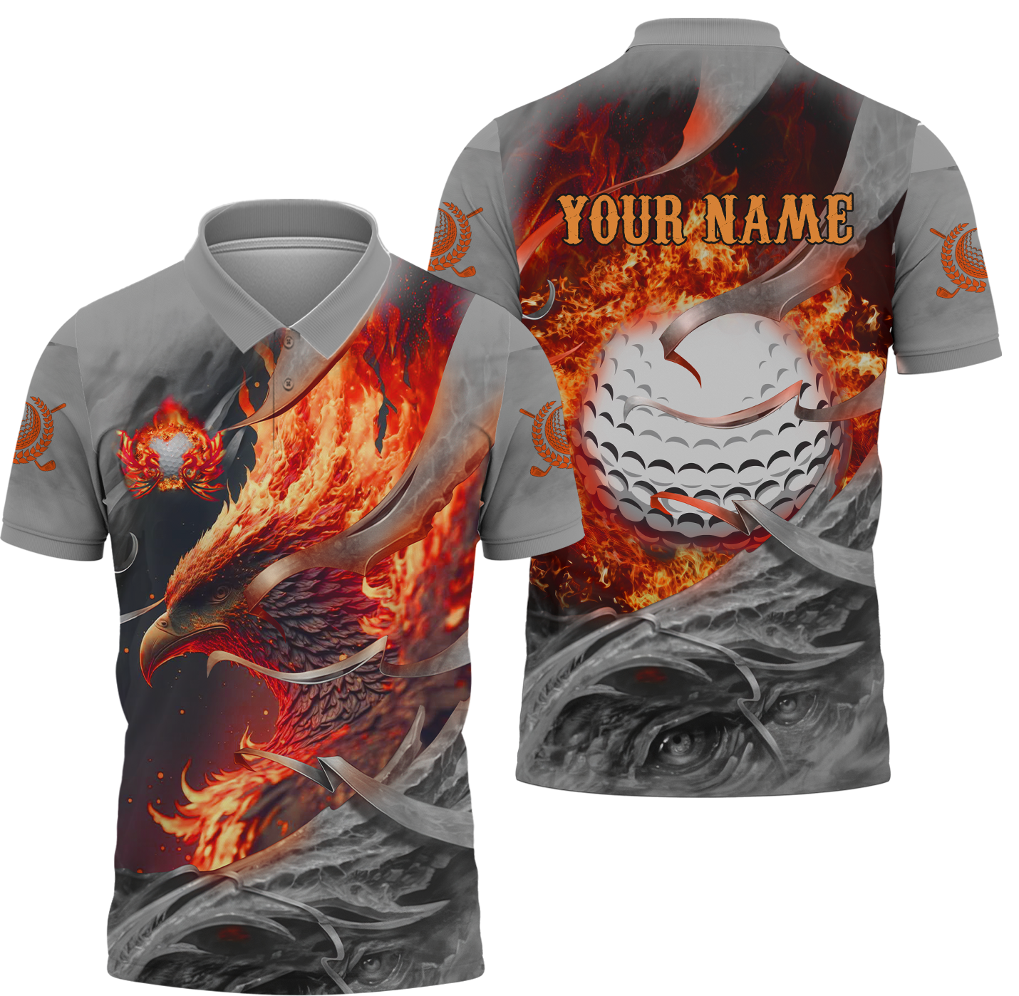 Red Phoenix Custom Golf Polo ShirtGolf Apparel, Golf Gift For Men