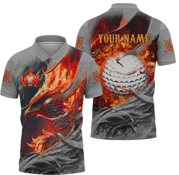 Red Phoenix Custom Golf Polo ShirtGolf Apparel, Golf Gift For Men