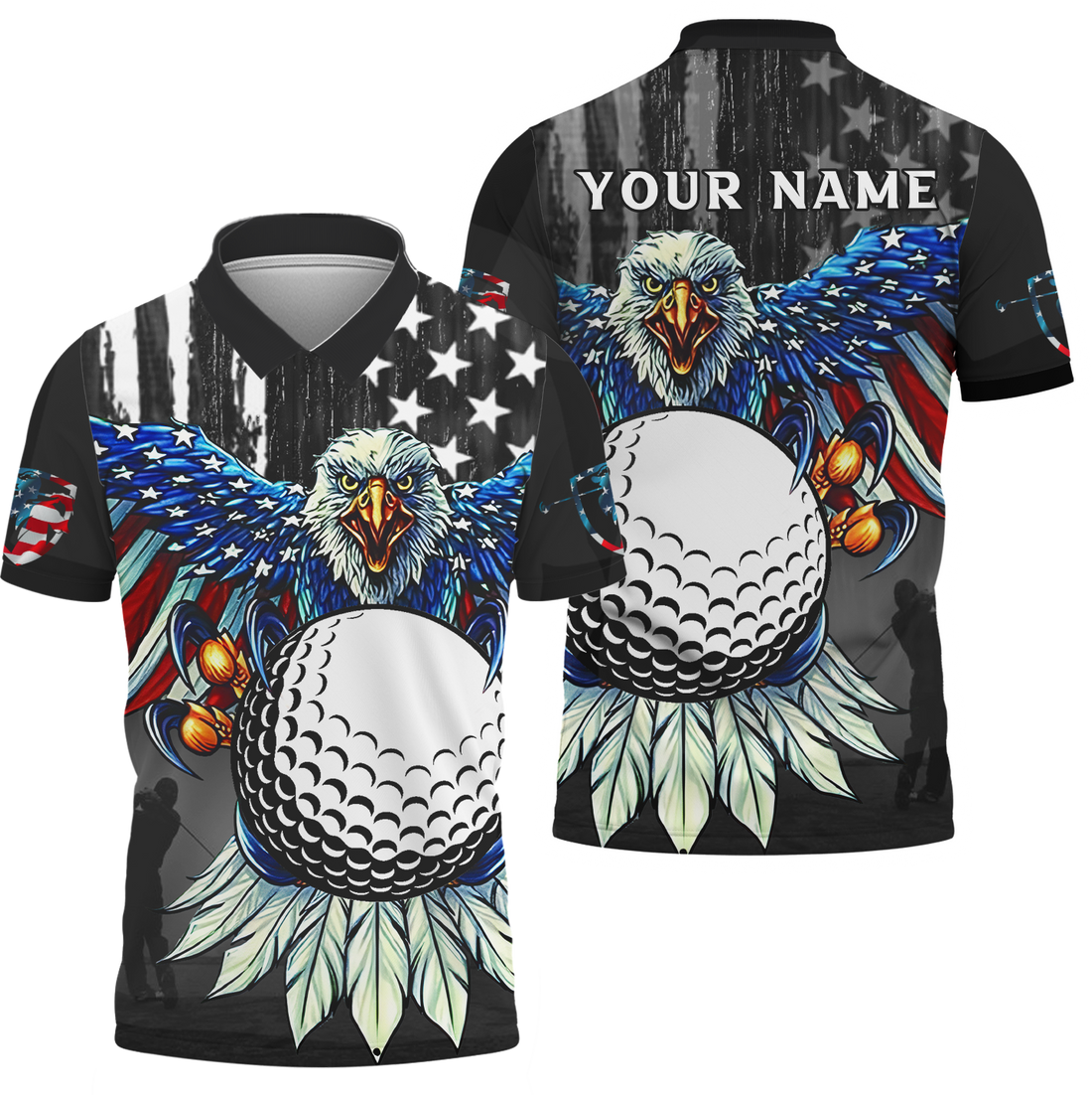 America Eagle Custom Golf Polo Shirtift For Golfers, Golf Gift Ideas