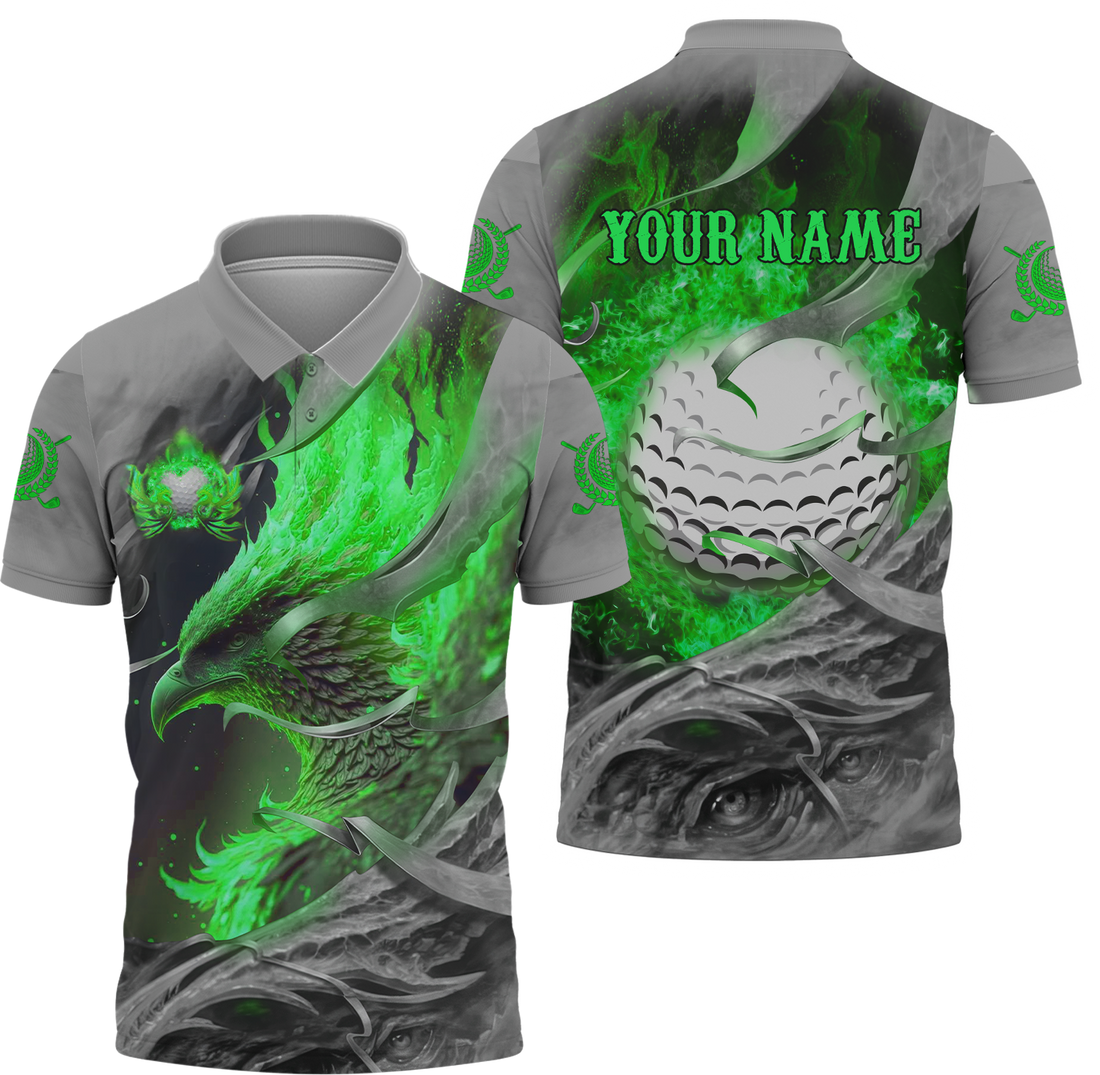 Green Phoenix Custom Golf Polo ShirtGolf Apparel, Golf Gift For Men