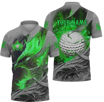 Green Phoenix Custom Golf Polo ShirtGolf Apparel, Golf Gift For Men