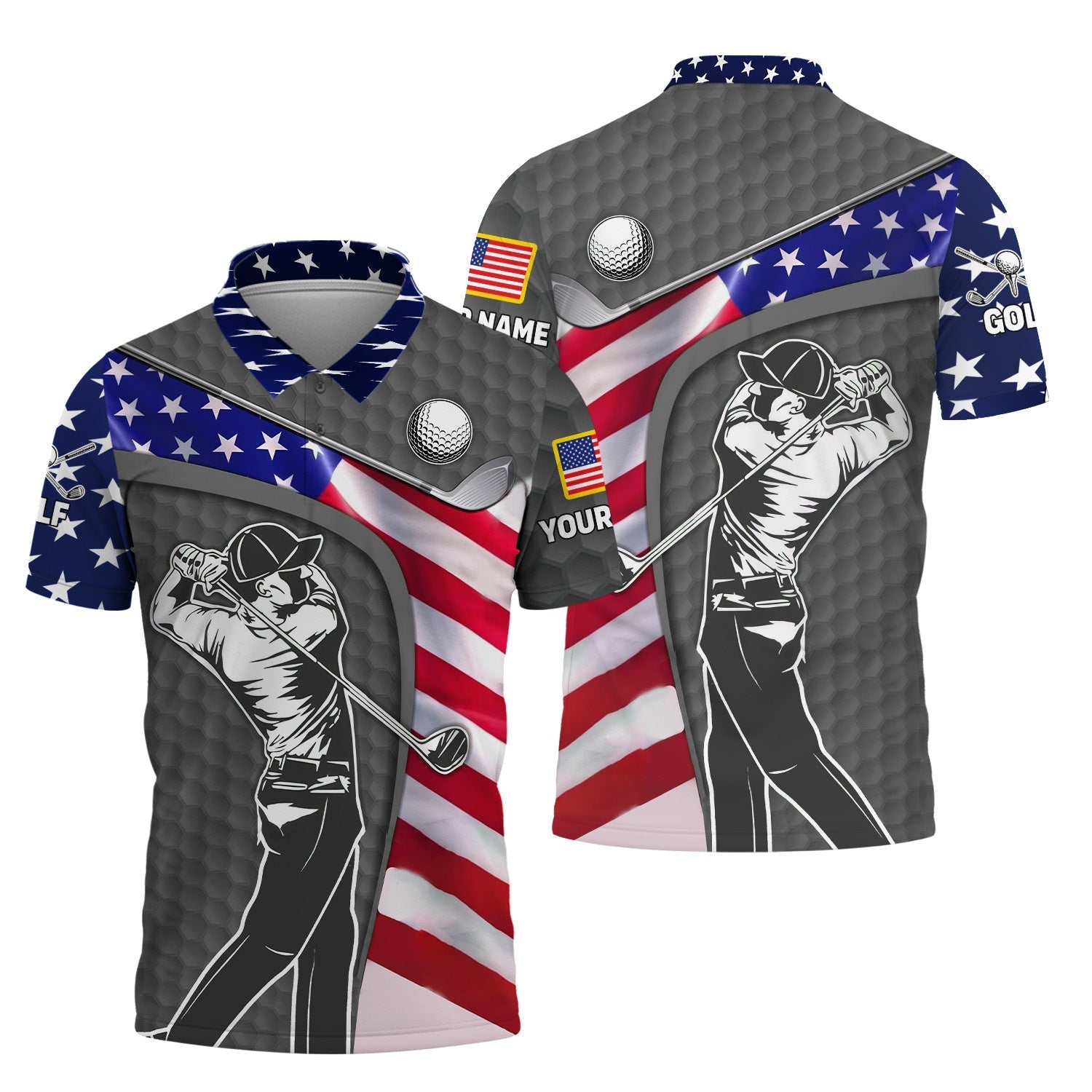 Grey Custom Men's Golf Polo ShirtGolfing Apparel, Mens Golf Gift