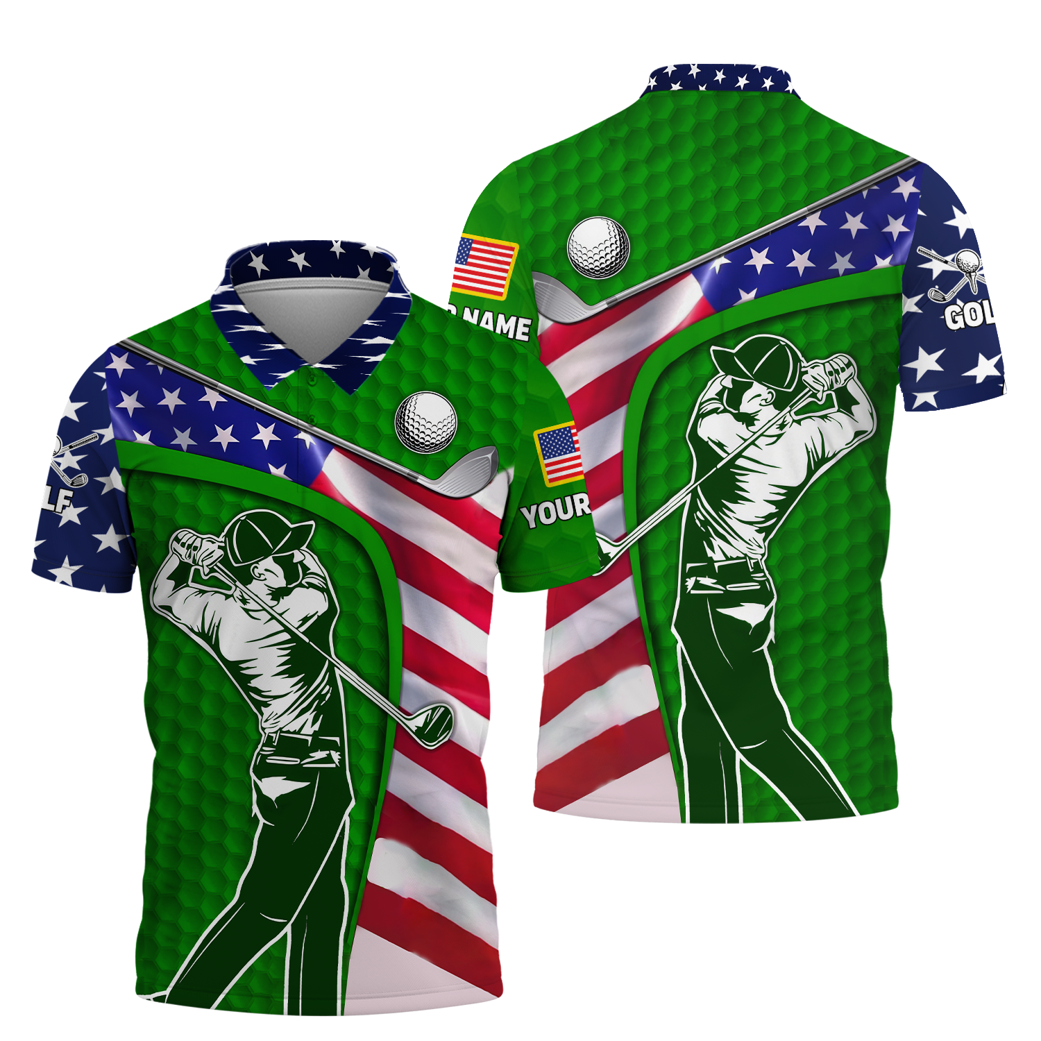 Green Custom Men's Golf Polo ShirtGolfing Apparel, Mens Golf Gift