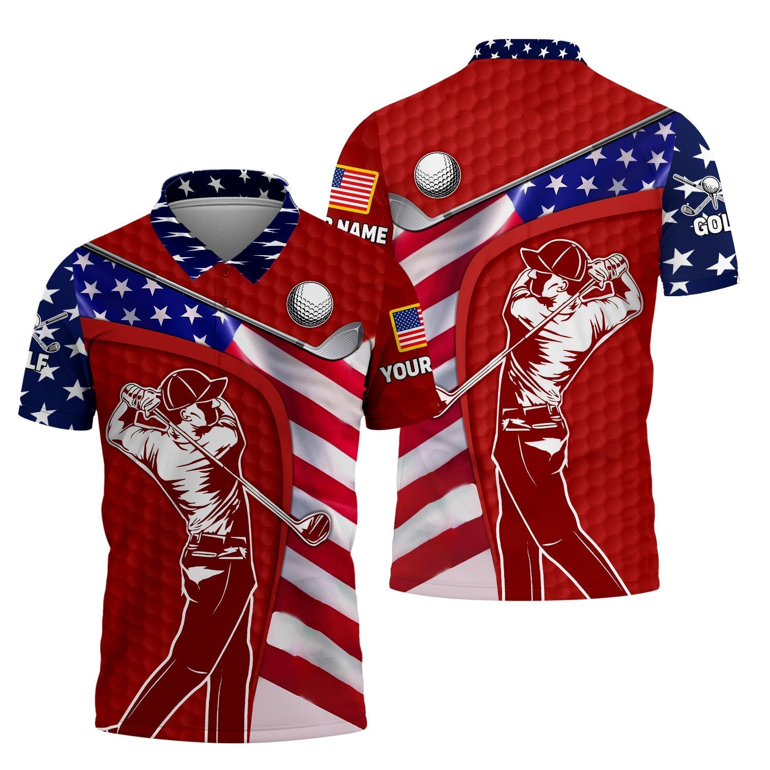 Red Custom Men's Golf Polo ShirtGolfing Apparel, Mens Golf Gift