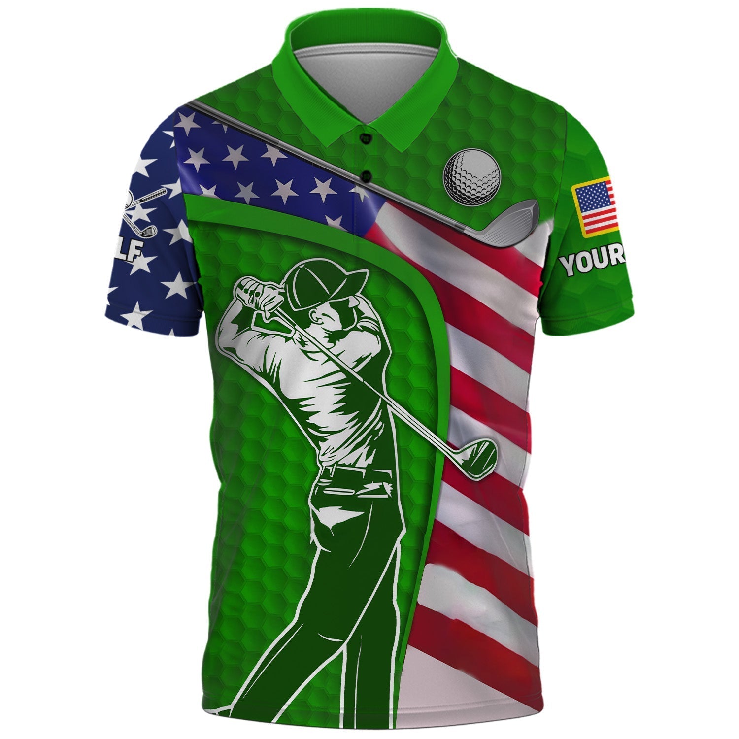 Green Custom Men's Golf Polo ShirtGolfing Apparel, Mens Golf Gift