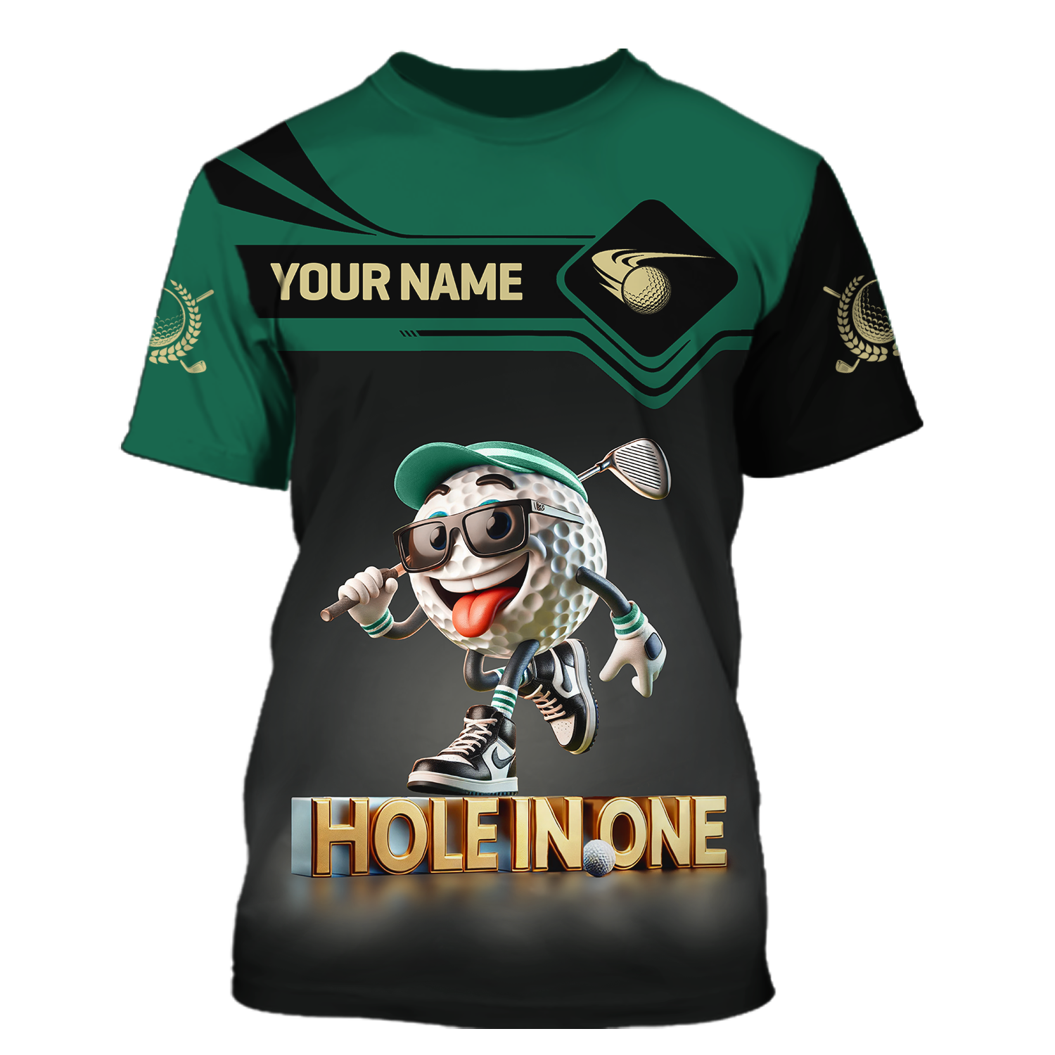 Hole In One Funny Golf Ball, Custom Men's Golf Polo ShirtGolfing Apparel, Funny Golf Shirt, Gift For Golfers