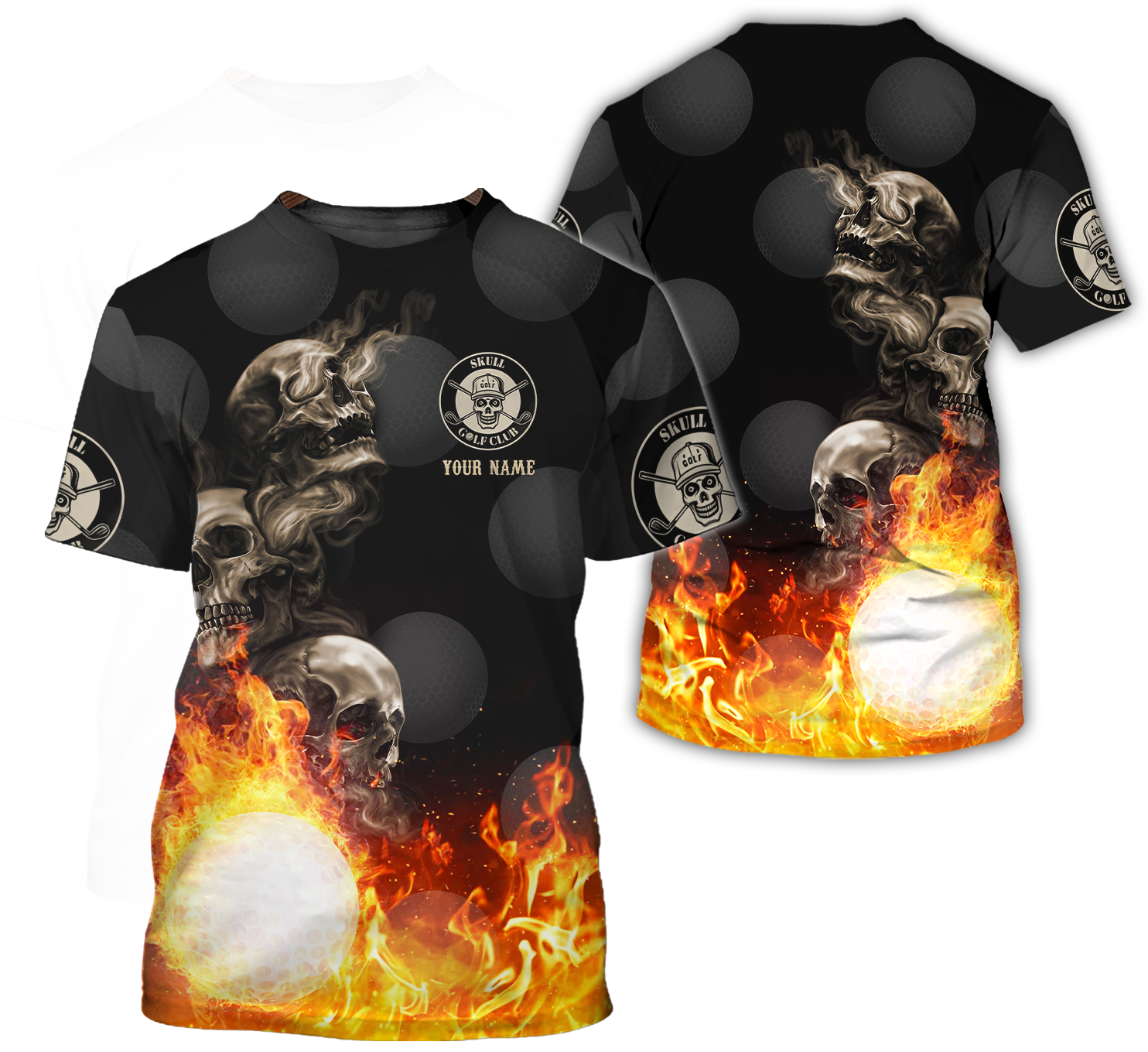 Skull And Fire Custom Golf Polo ShirtGift For Golfers, Golf Gift For Men
