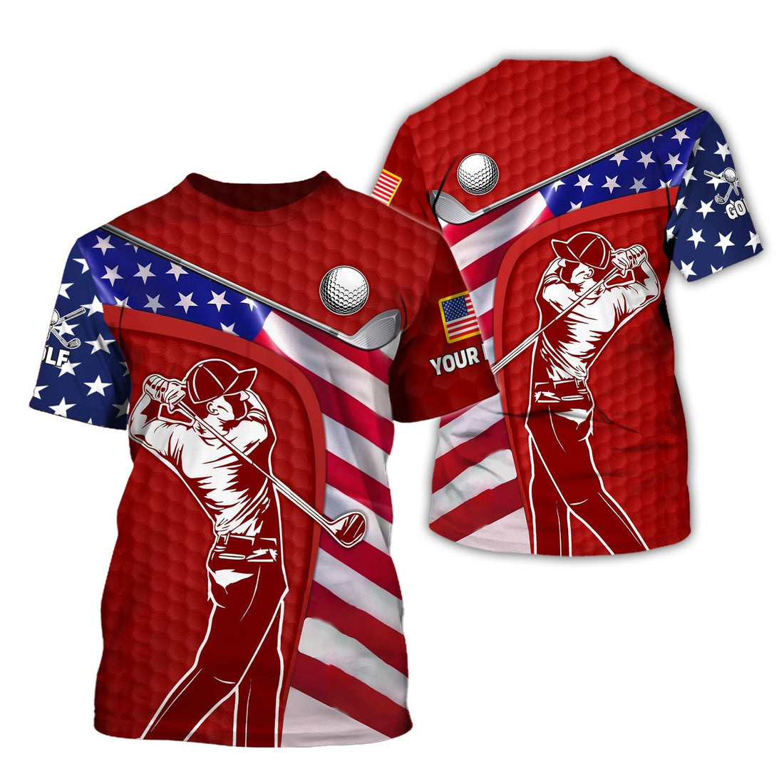 Red Custom Men's Golf Polo ShirtGolfing Apparel, Mens Golf Gift