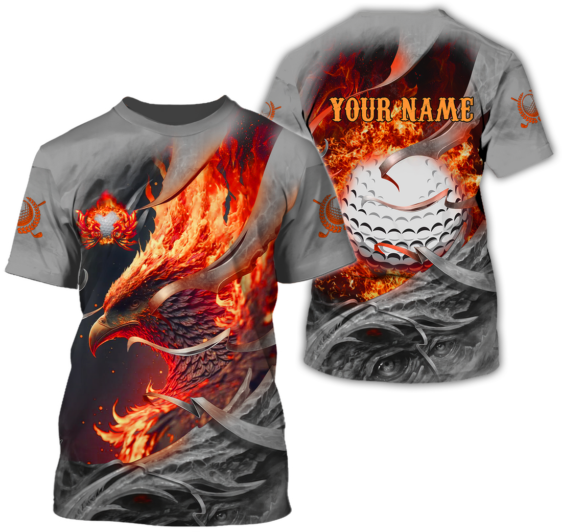 Red Phoenix Custom Golf Polo ShirtGolf Apparel, Golf Gift For Men