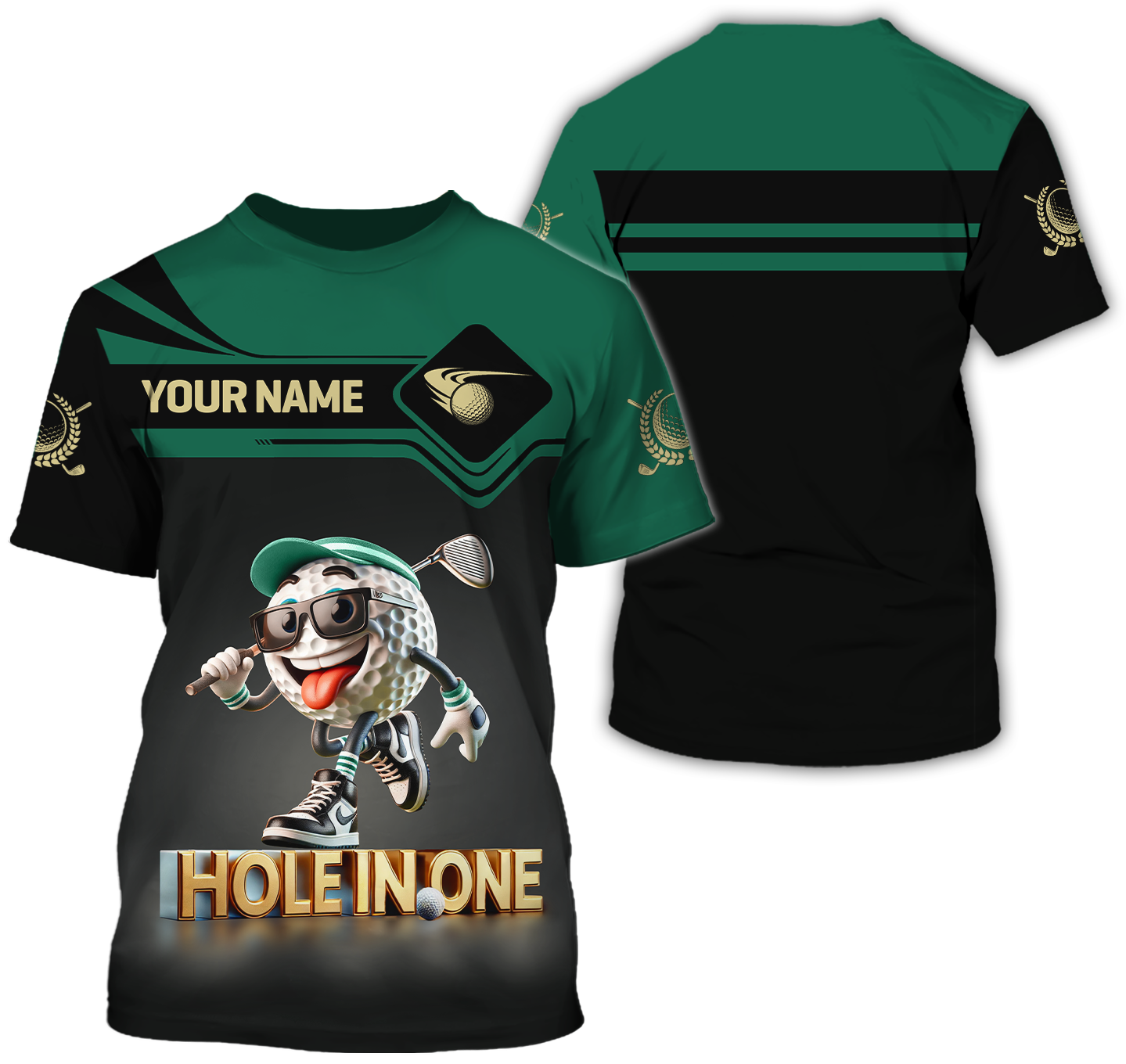 Hole In One Funny Golf Ball, Custom Men's Golf Polo ShirtGolfing Apparel, Funny Golf Shirt, Gift For Golfers