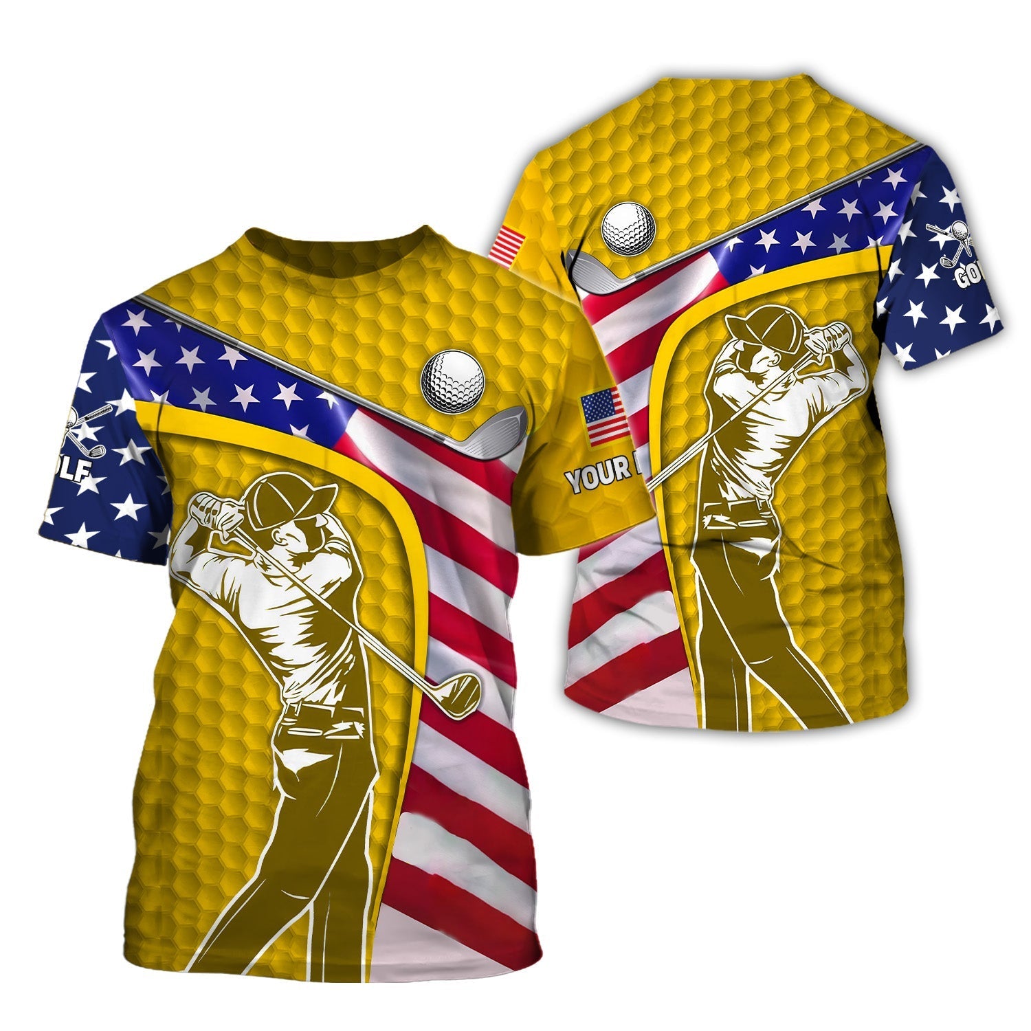 Yellow Custom Men's Golf Polo ShirtGolfing Apparel, Mens Golf Gift