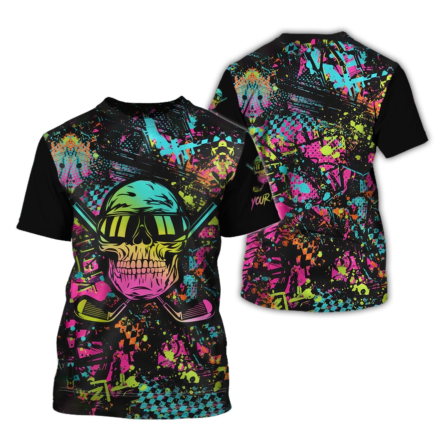 Skull Graffiti Custom Men's Golf Polo Shirtolfing Apparel, Mens Golf Gift