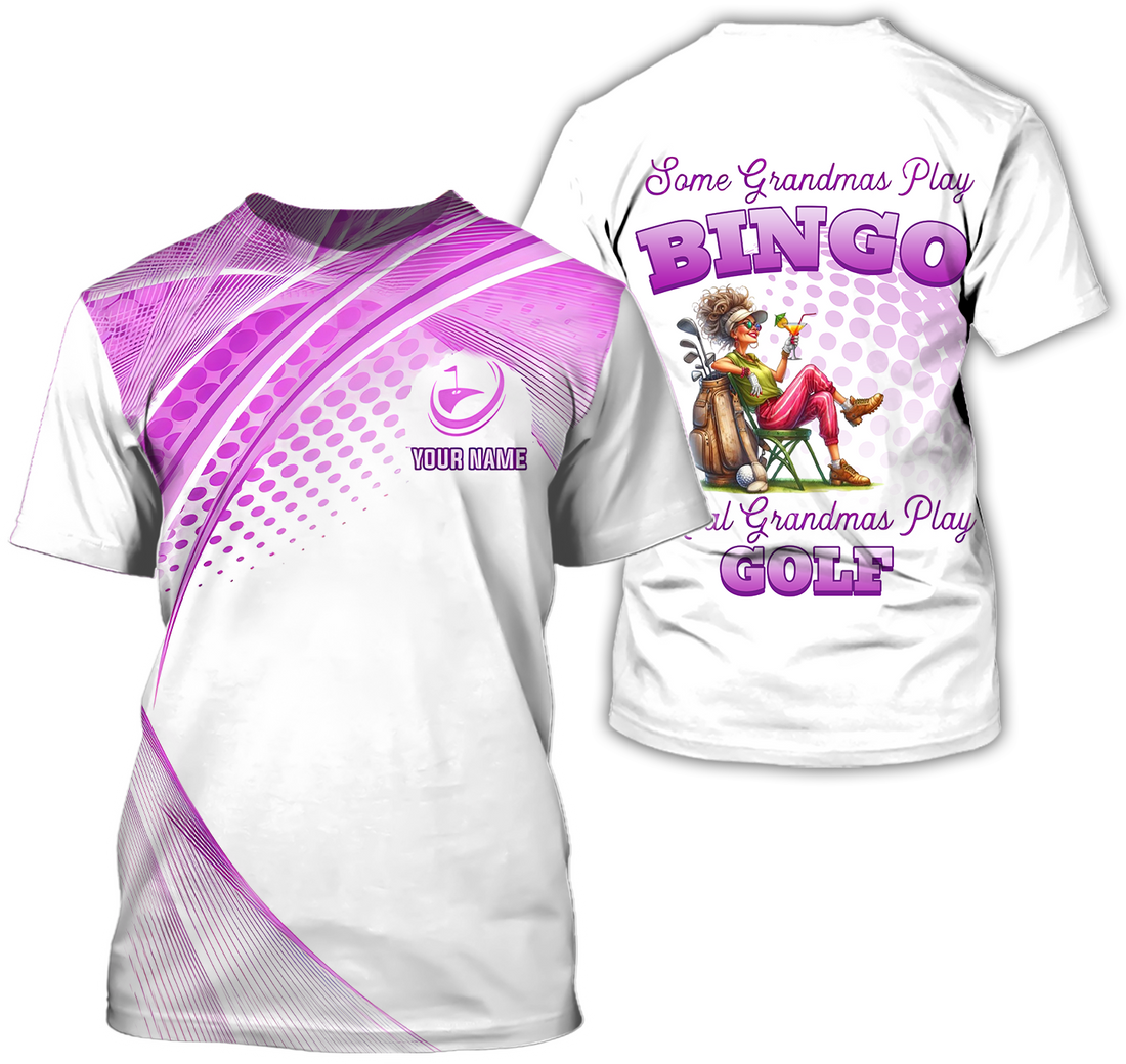 Some Grandmas Play Bingo Real Grandmas Play Golf Custom Men's Golf Polo ShirtGolfing Apparel, Gift For Golfers