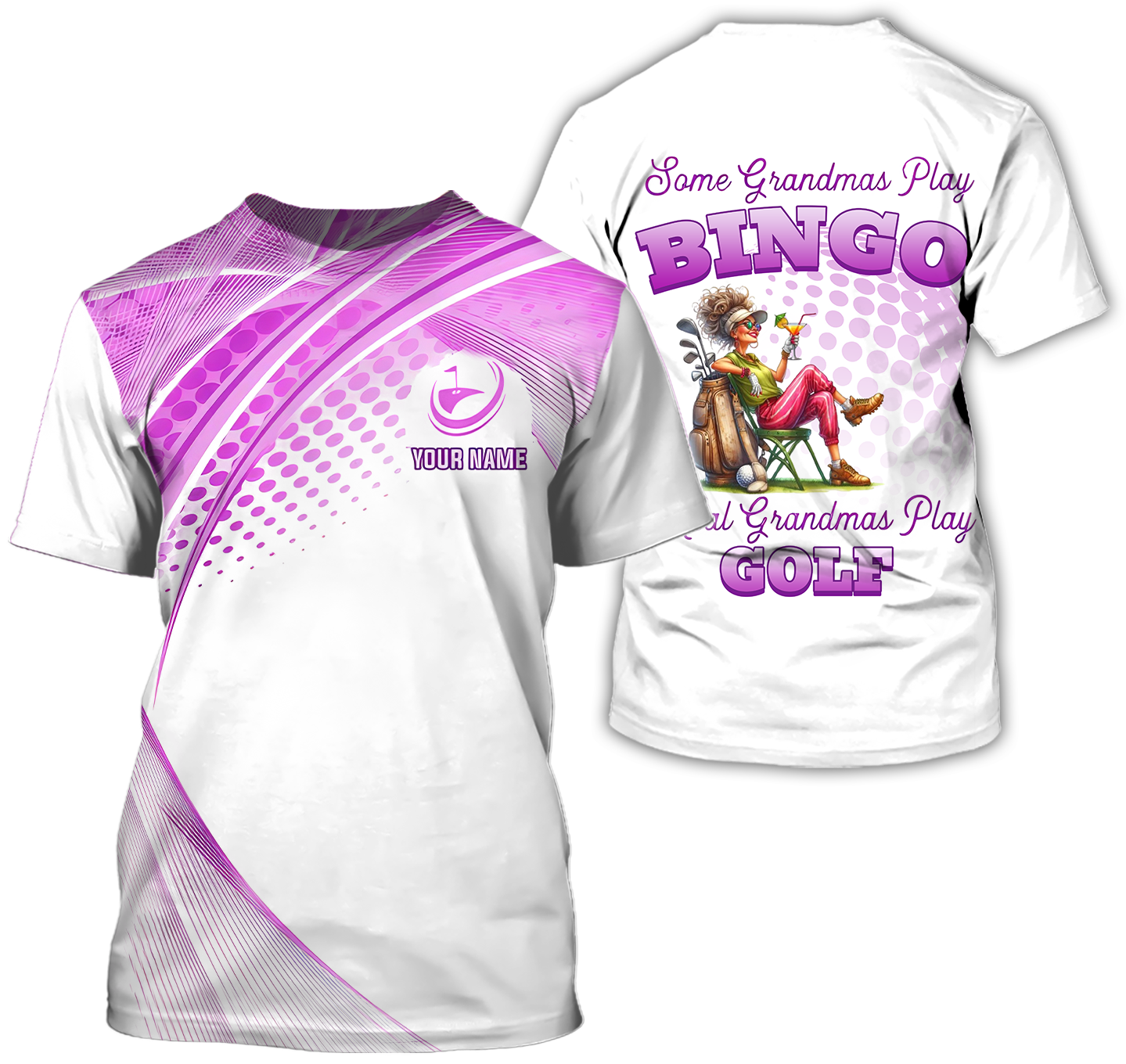 Some Grandmas Play Bingo Real Grandmas Play Golf Custom Men's Golf Polo ShirtGolfing Apparel, Gift For Golfers