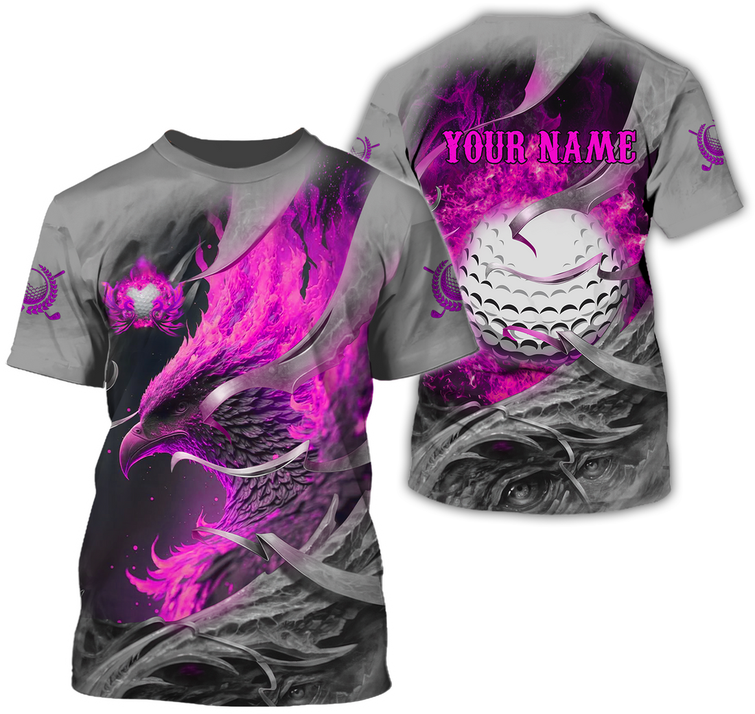 Pink Phoenix Custom Golf Polo ShirtGolf Apparel, Golf Gift For Men
